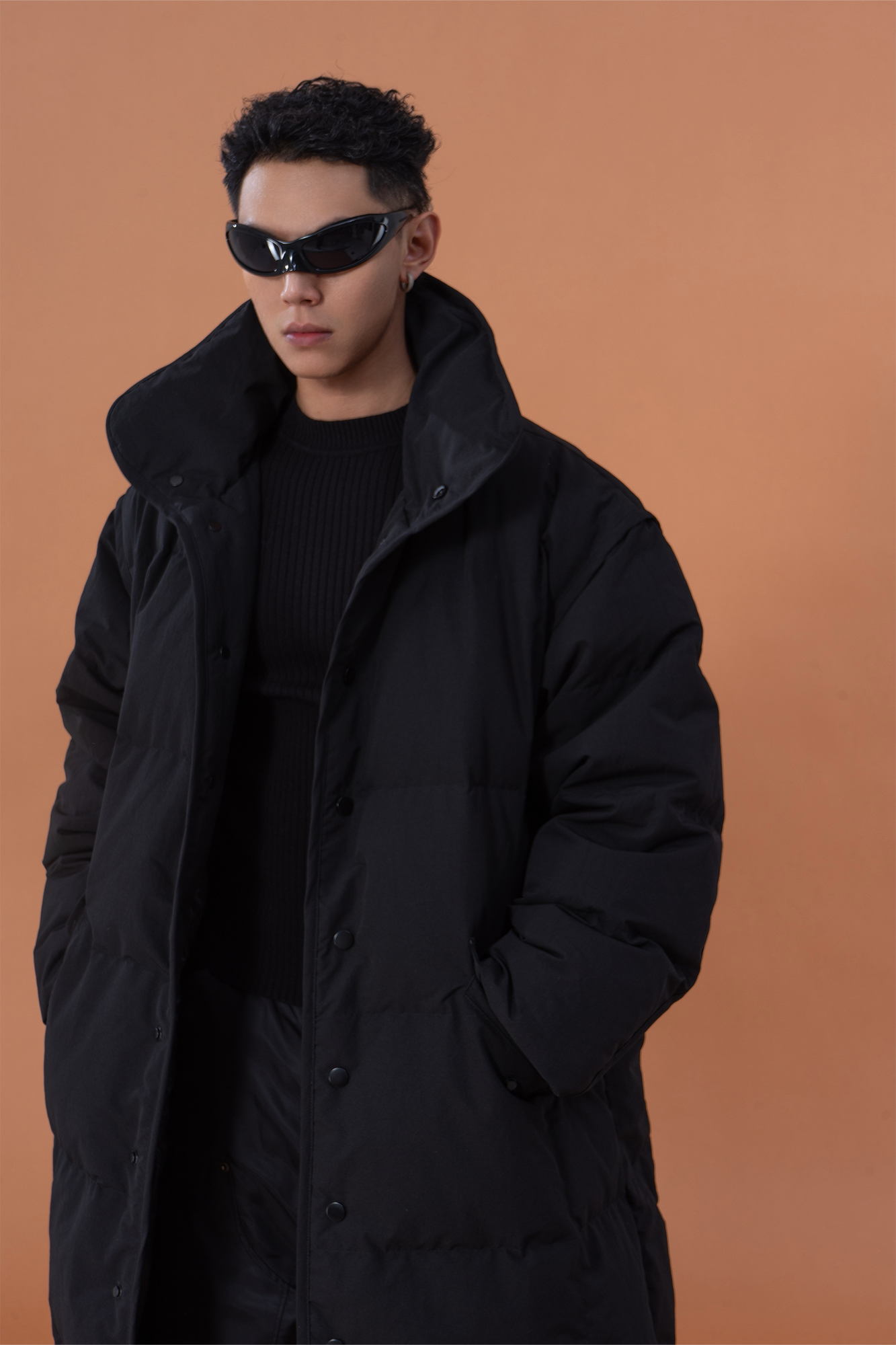 CLP High-Neck Longline Puffer Down Coat