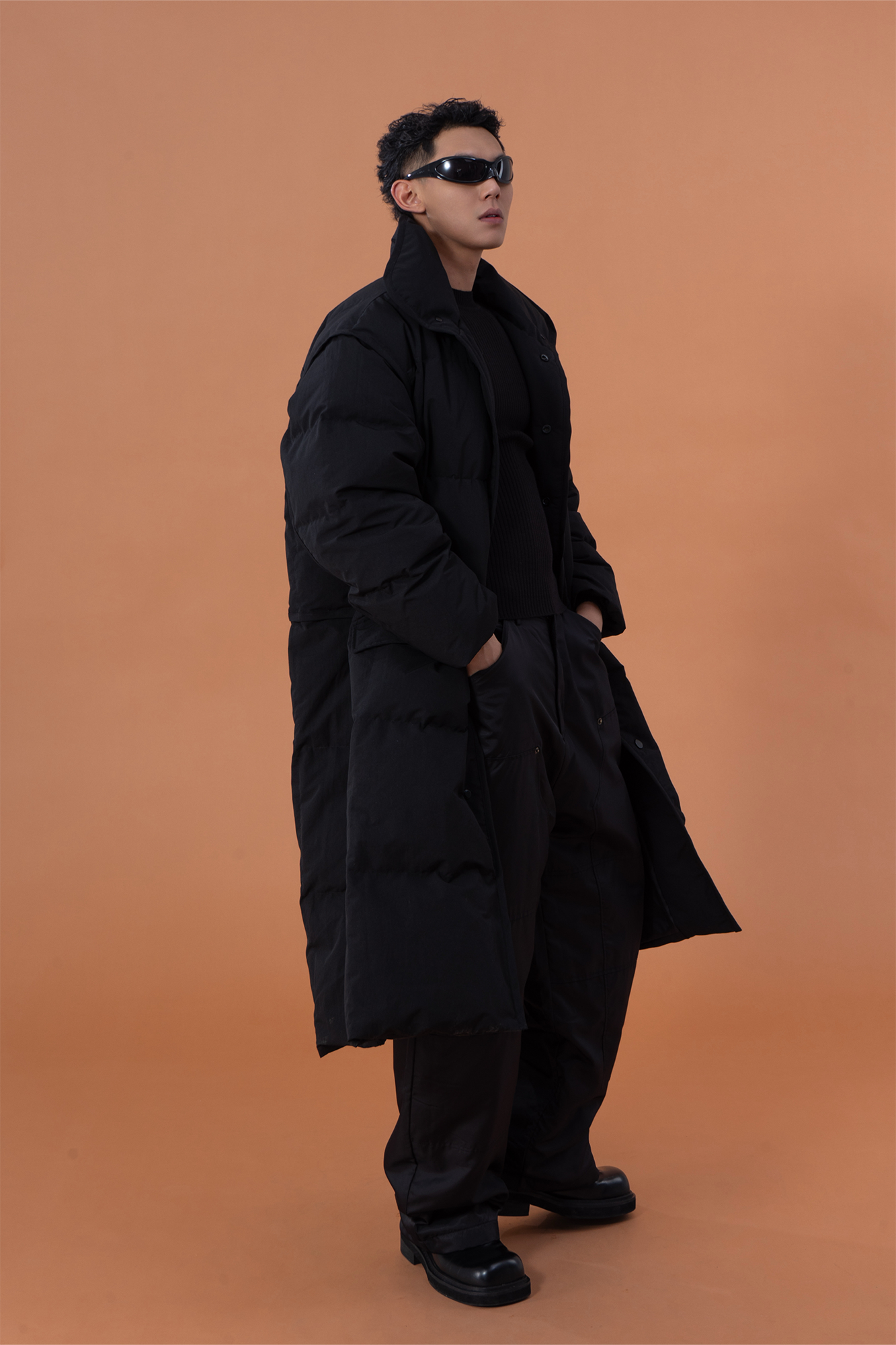 CLP High-Neck Longline Puffer Down Coat