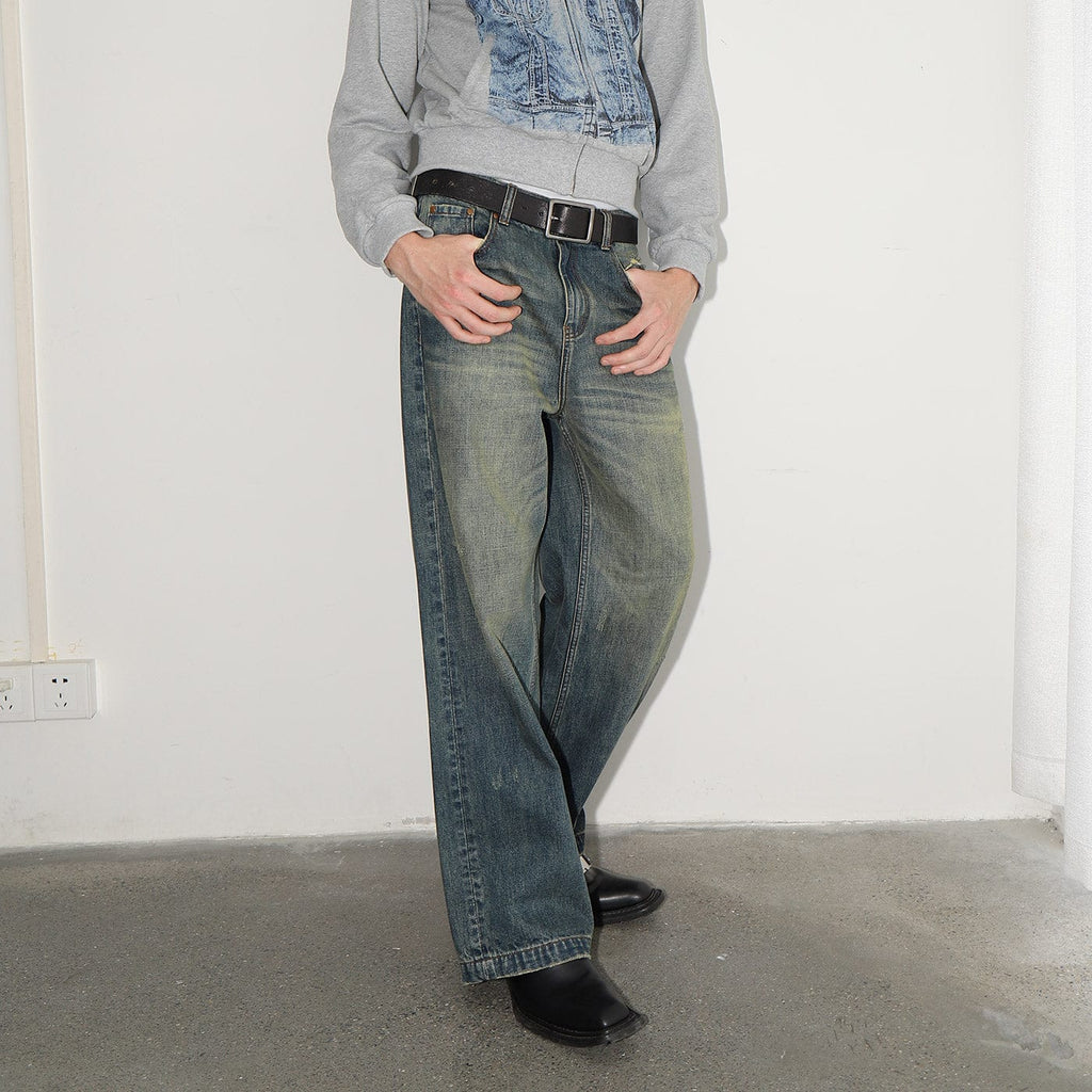 LEONSENSE Washed Straight Jeans, premium urban and streetwear designers apparel on PROJECTISR.com, LEONSENSE