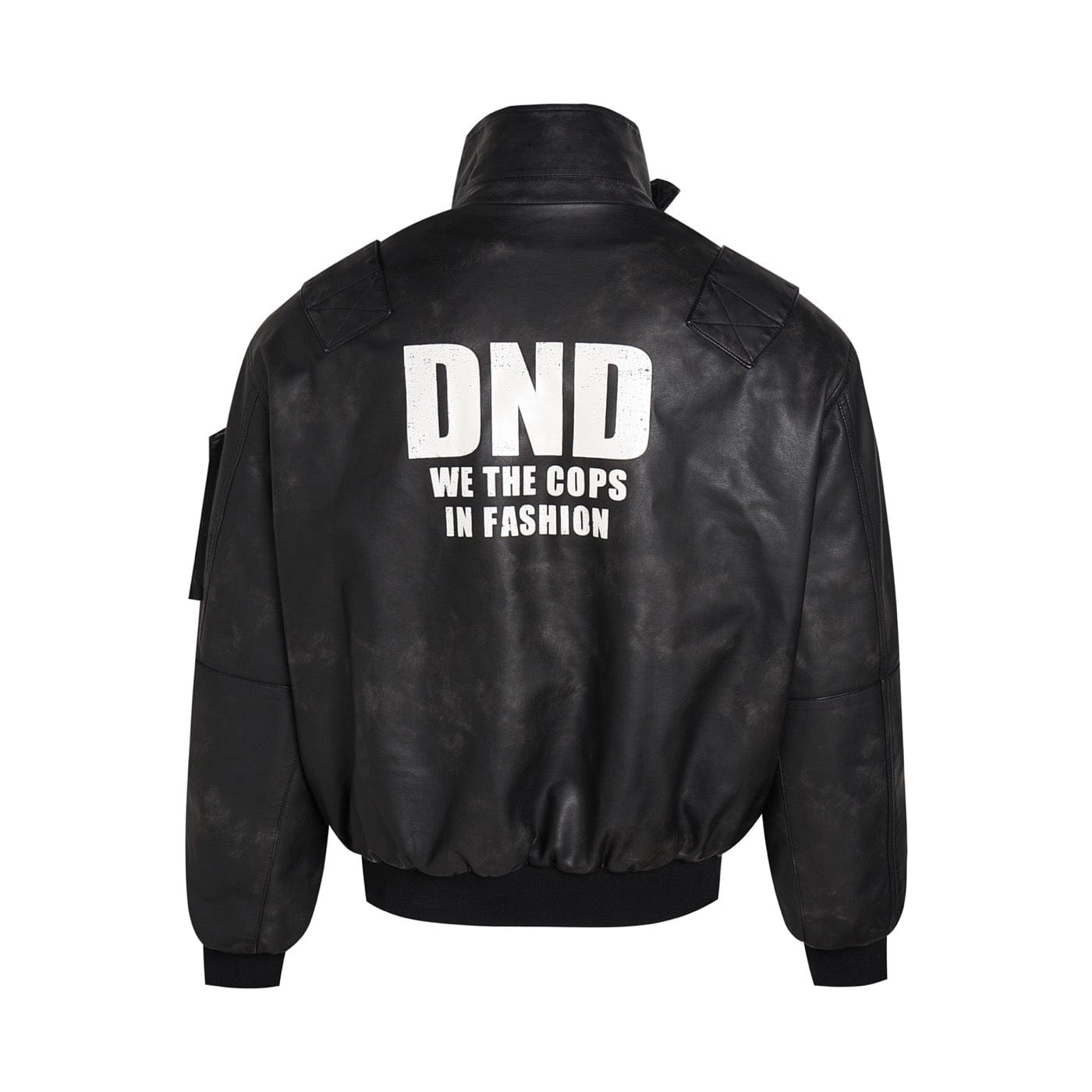 DND4DES Battle Field Faux Leather Bomber Jacket, premium urban and streetwear designers apparel on PROJECTISR.com, DND4DES