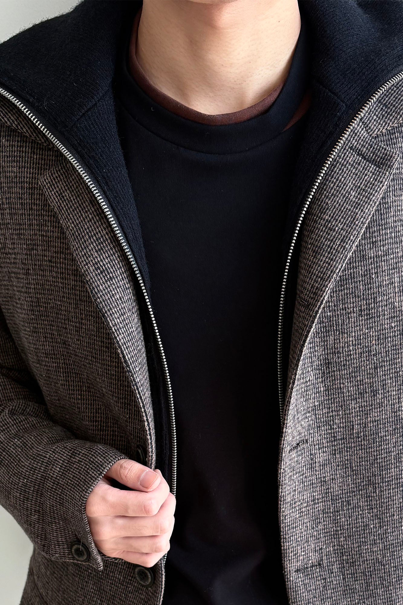 KREATE Faux Layered High-Neck Padded Blouson