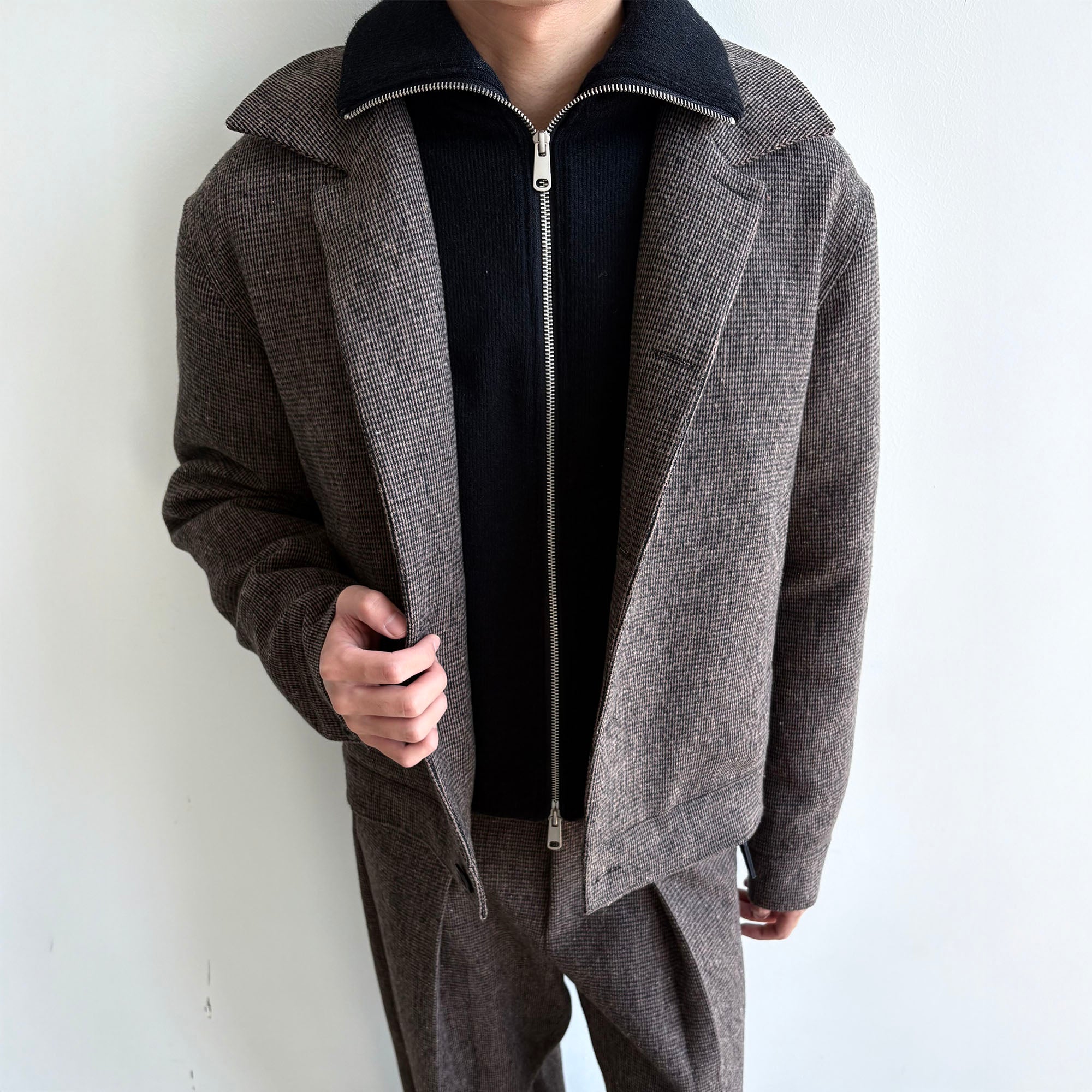 KREATE Faux Layered High-Neck Padded Blouson