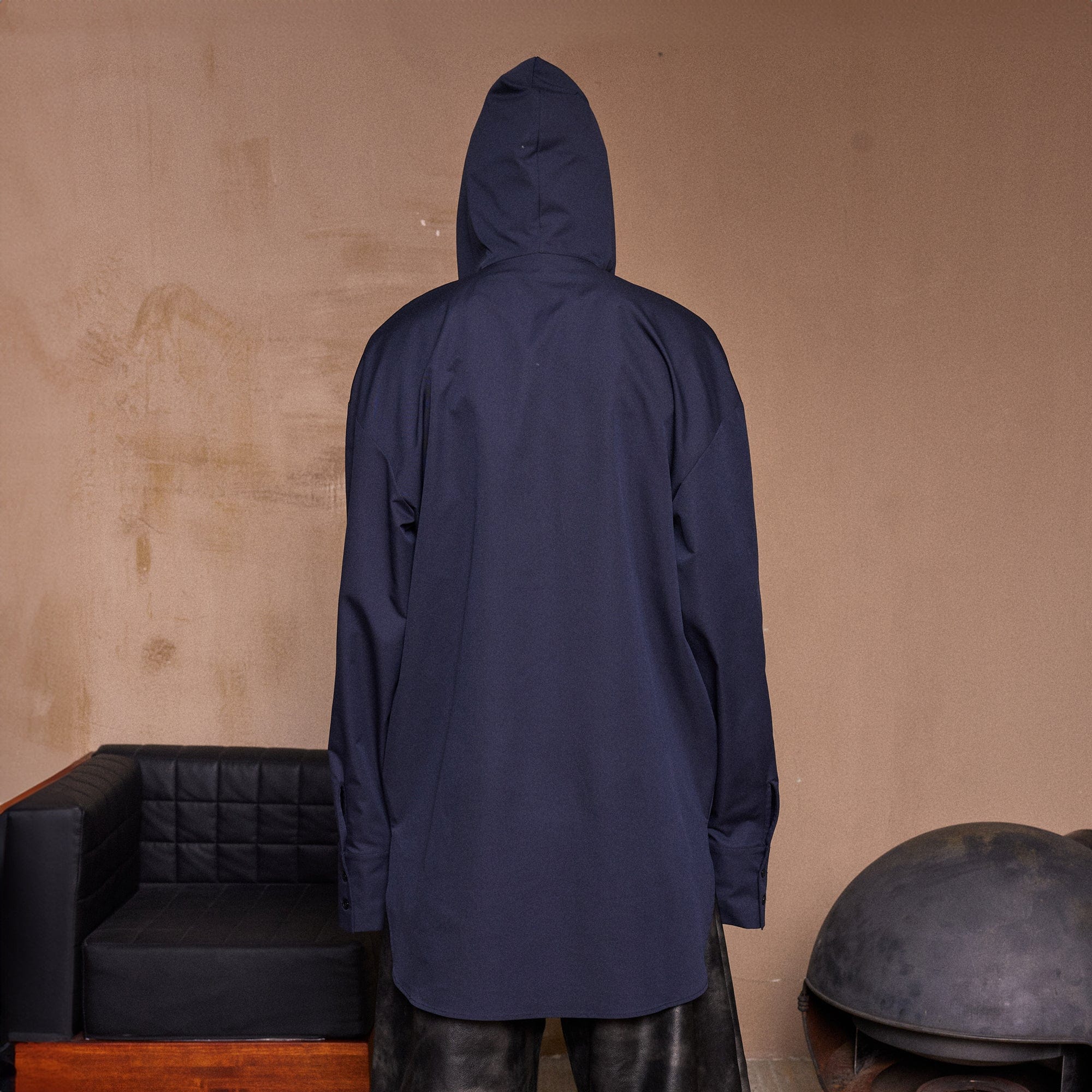 KADAKADA X-Ray Hooded Scarf Longline Shirt