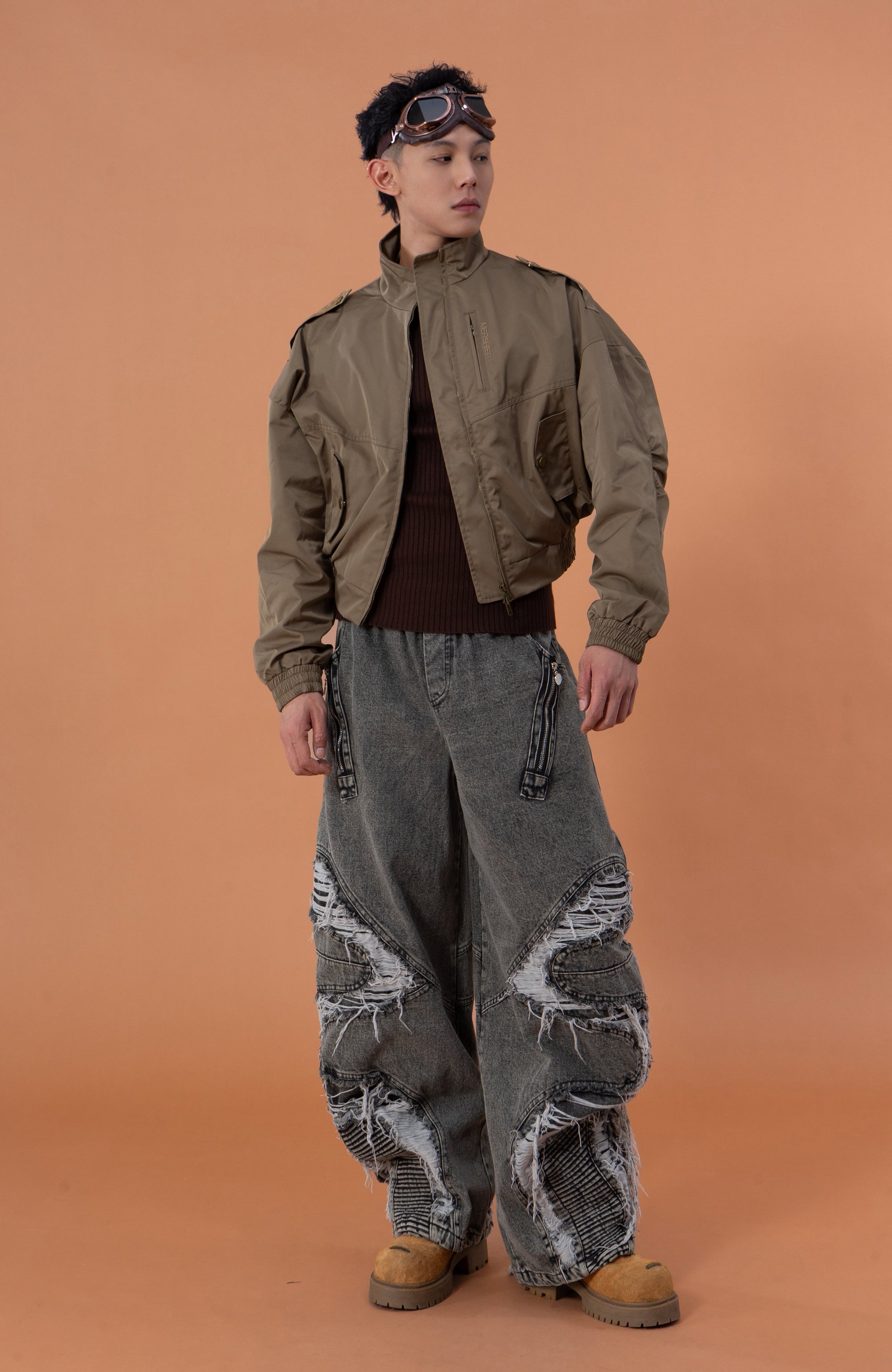 CLP Elastic-Waist Cropped Utility Jacket