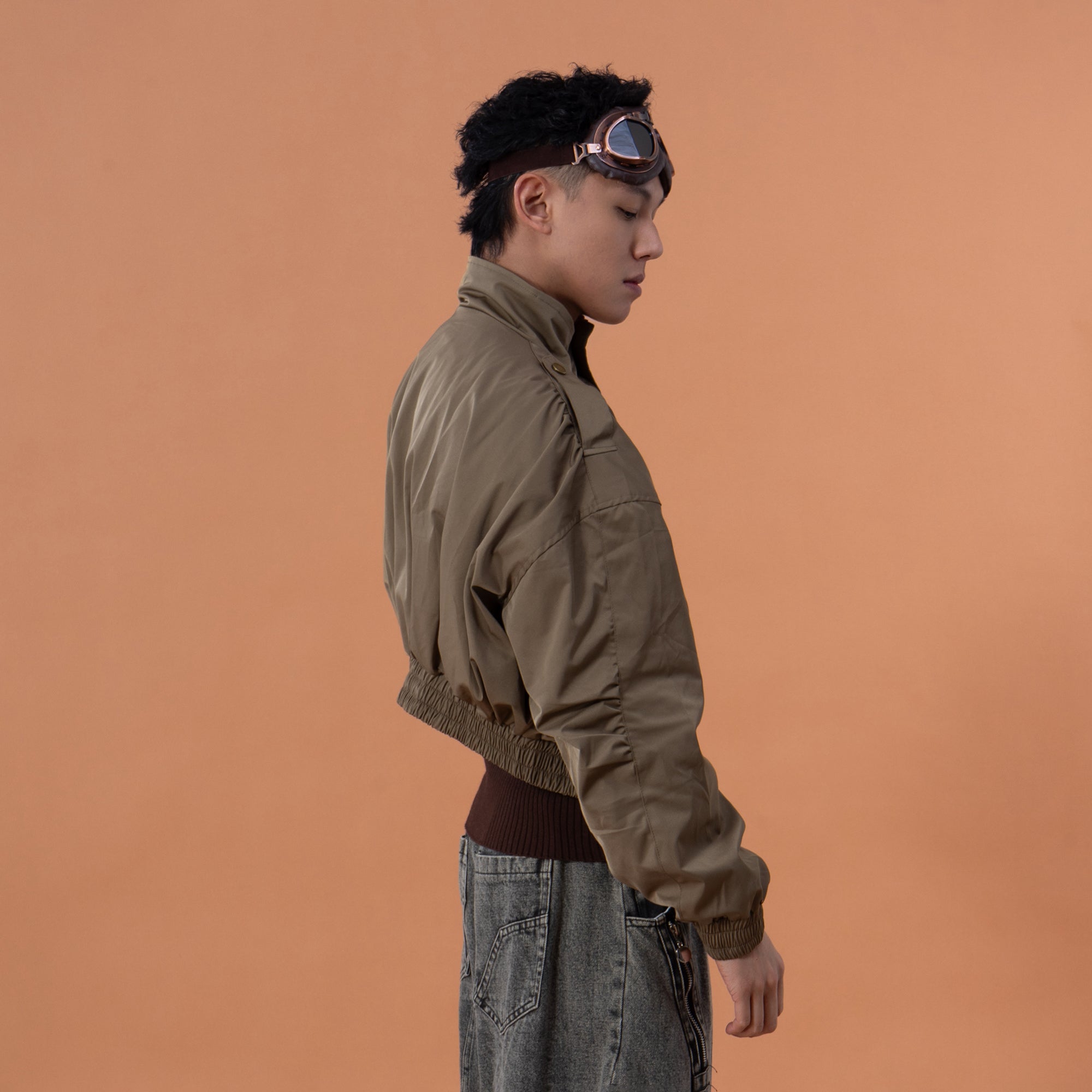 CLP Elastic-Waist Cropped Utility Jacket