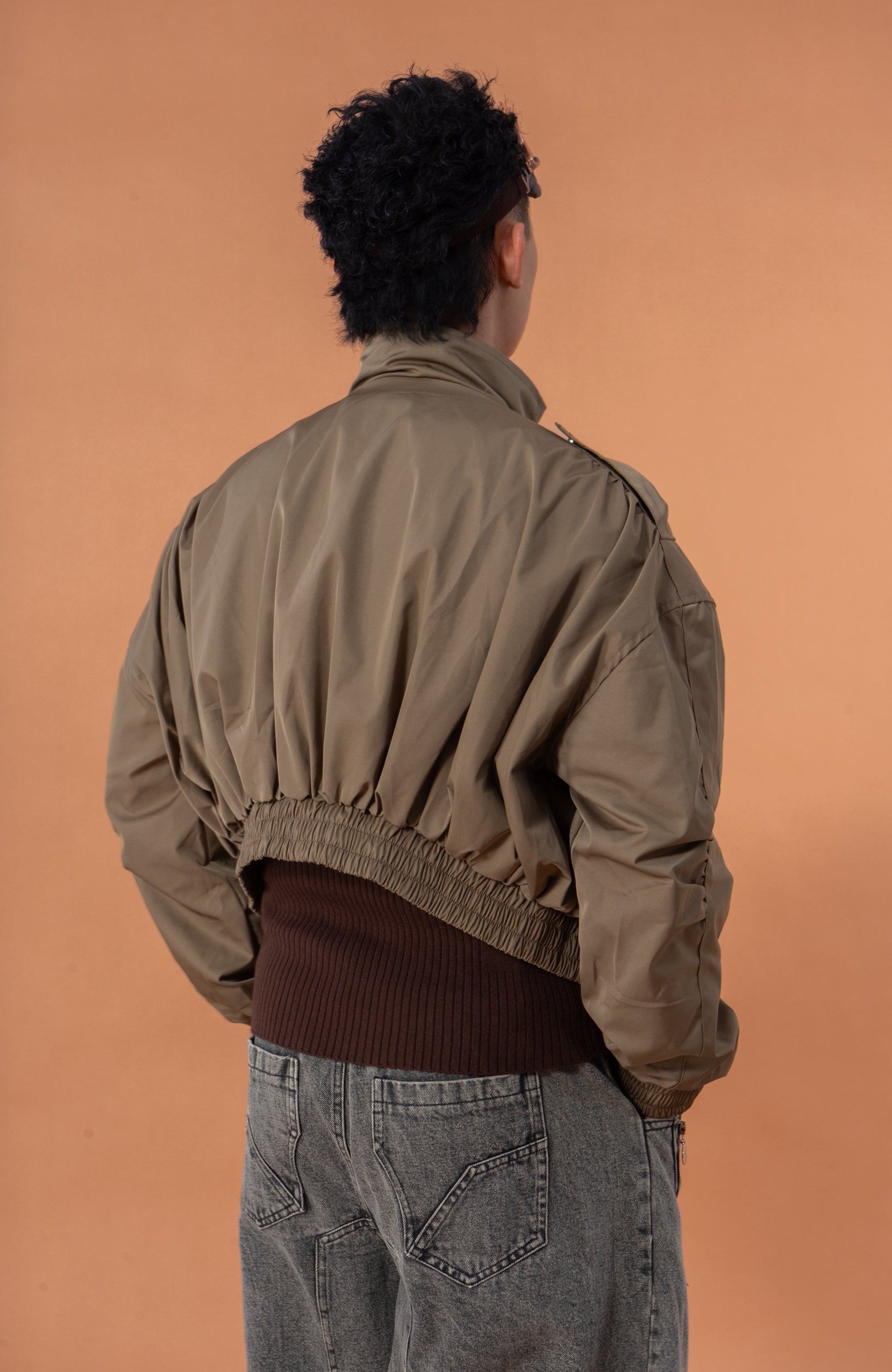 CLP Elastic-Waist Cropped Utility Jacket