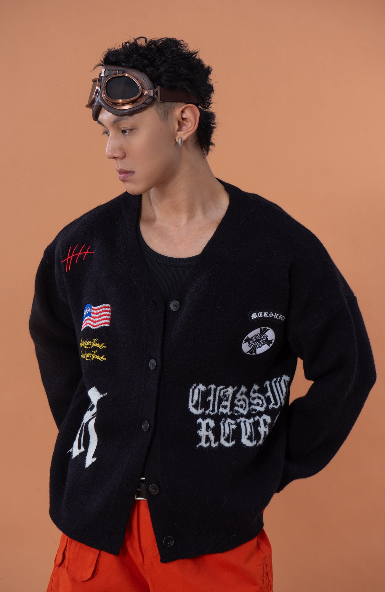 CLP Embroidered Patch Jacquard Cardigan