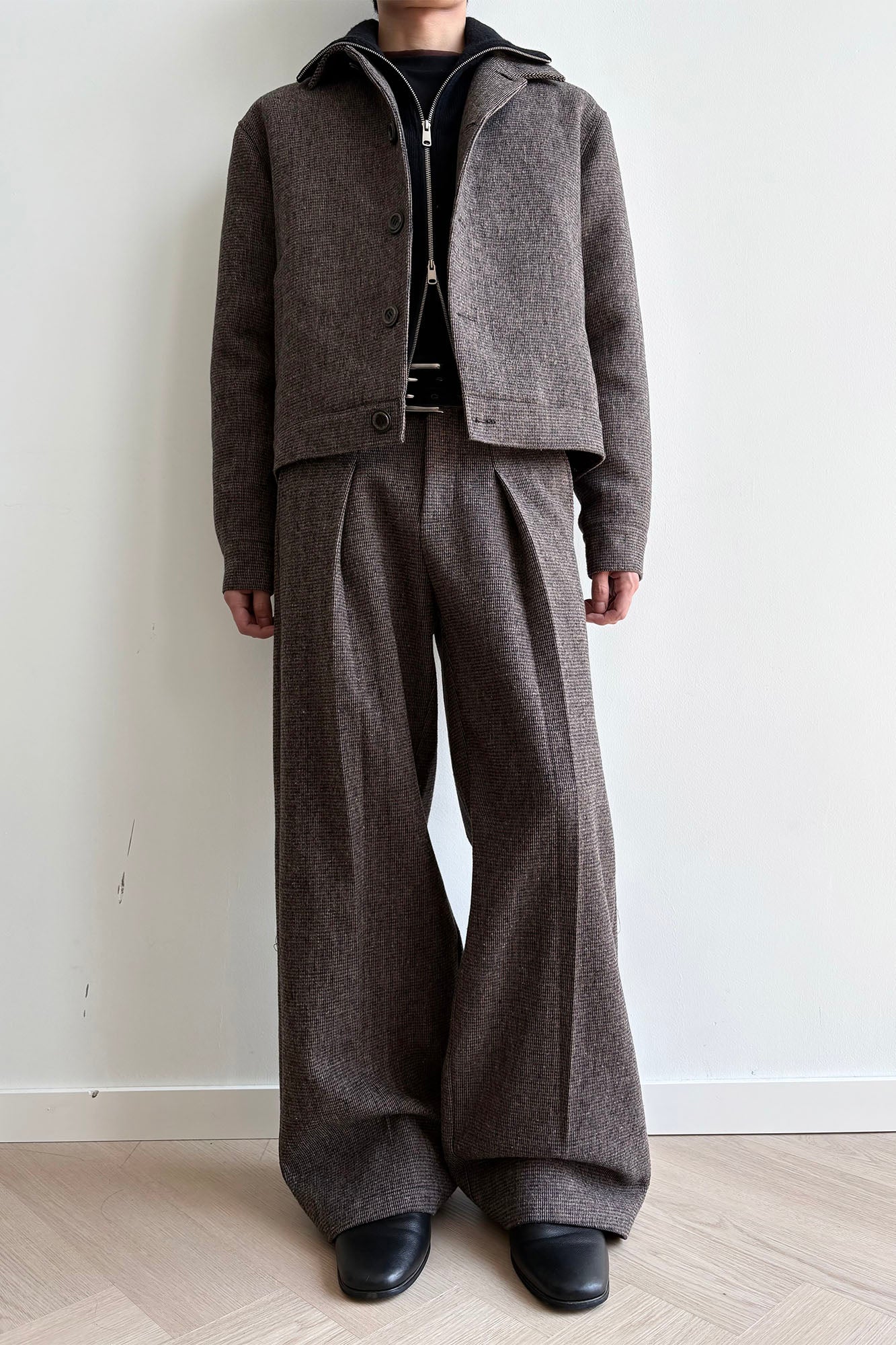 KREATE Faux Layered High-Neck Padded Blouson