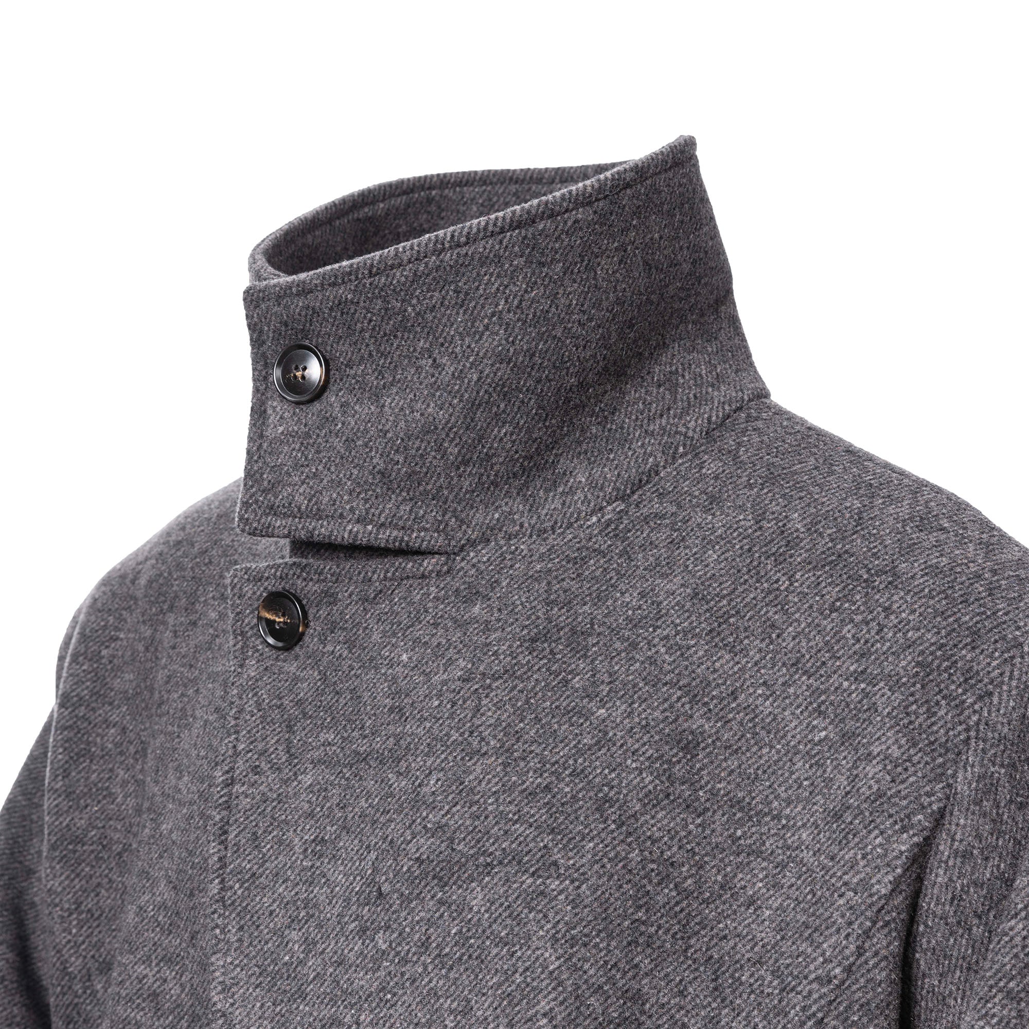 CATSSTAC Asymmetrical Stand-Collar Wool-Blend Belted Coat