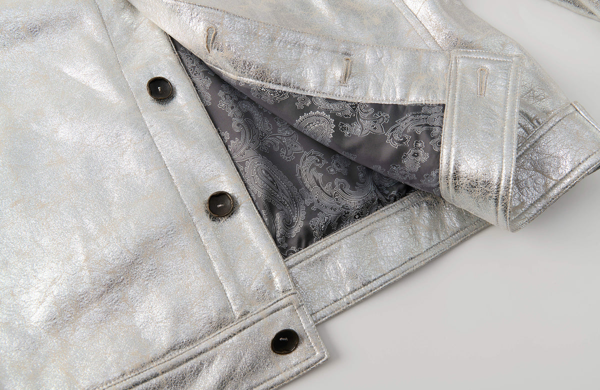 YANLI Fur-Collar Spliced Faux Leather Jacket