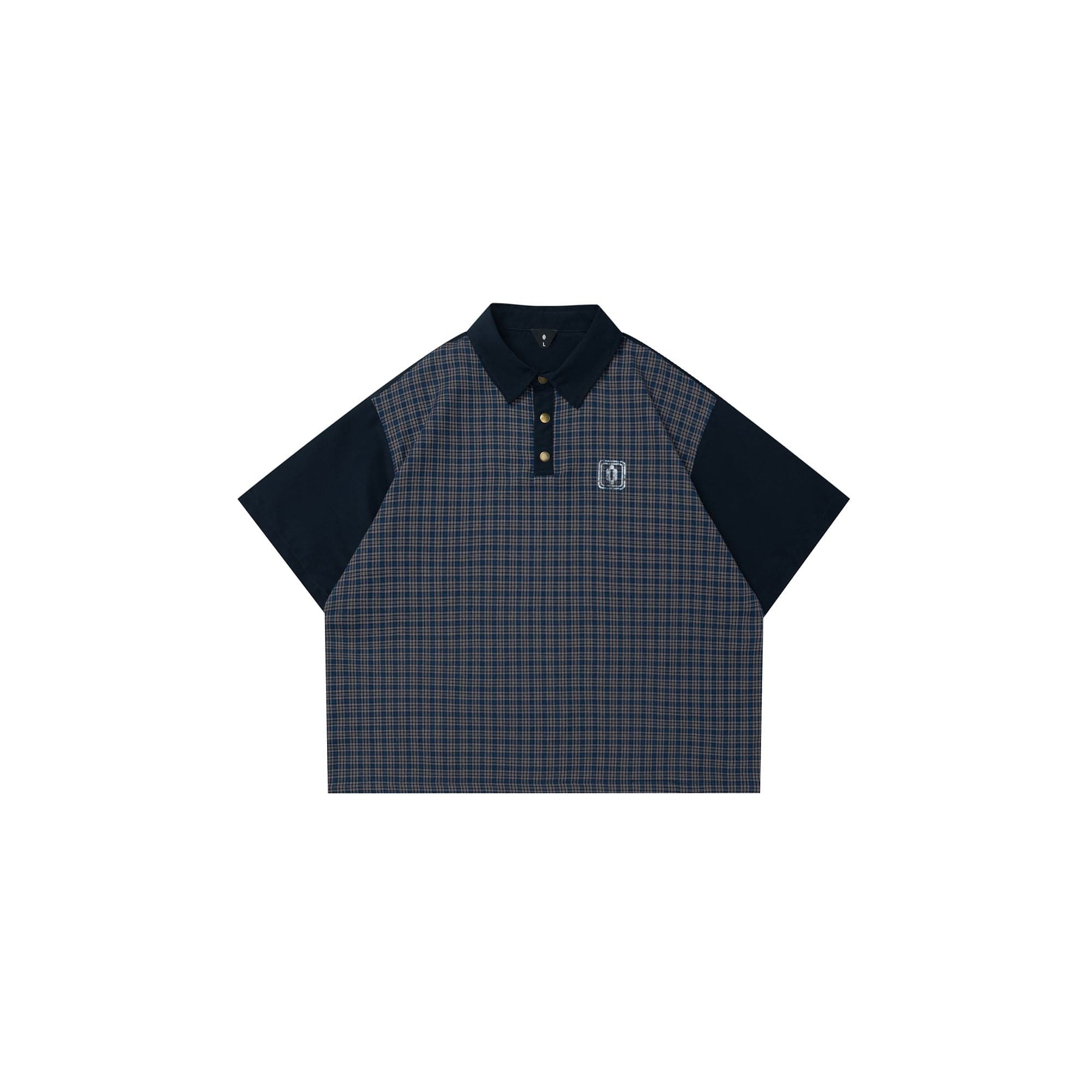 OVDY Retro Spliced Plaid Polo T-Shirt