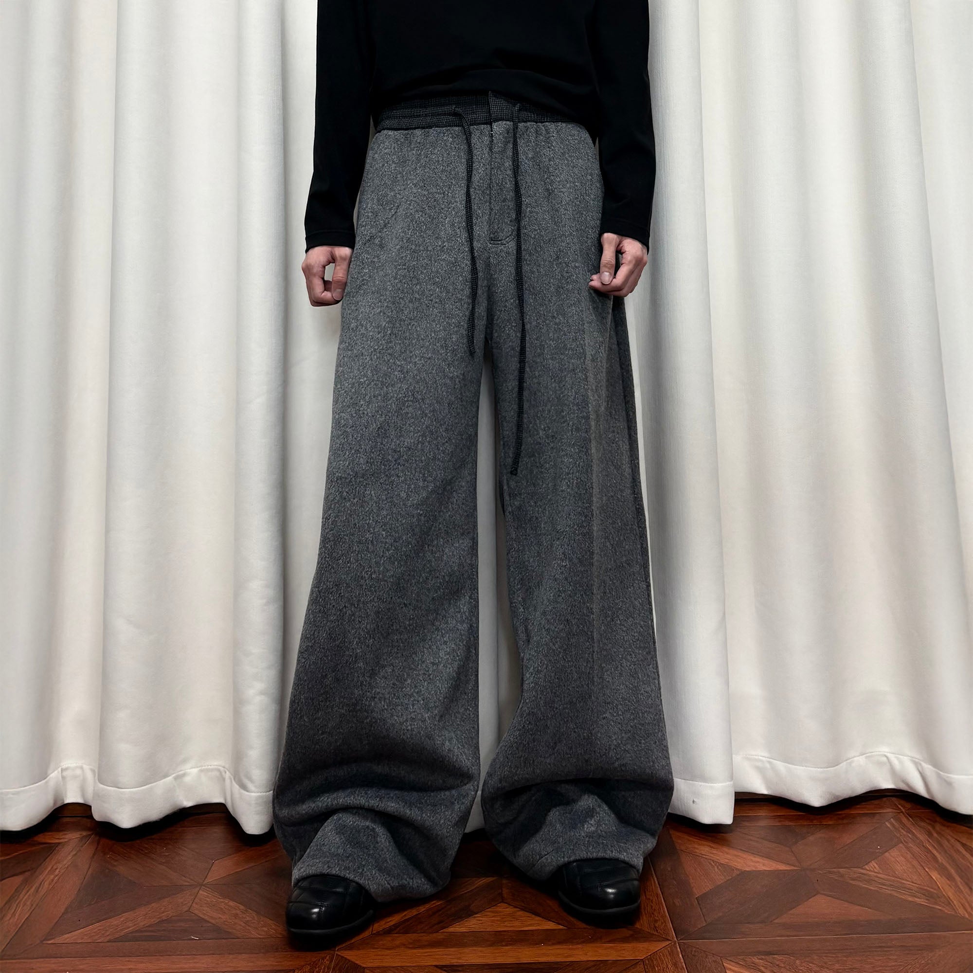 KREATE Contrast Drawstring Waist Wide-Leg Lounge Pants