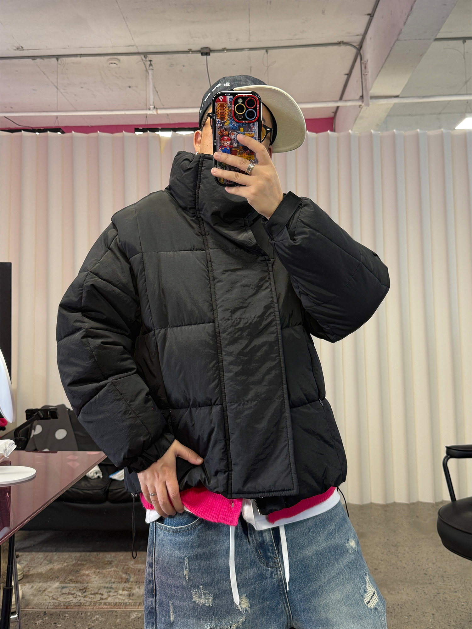 ME DA IGUAL Detachable Sleeve Stand-Collar Quilted Jacket