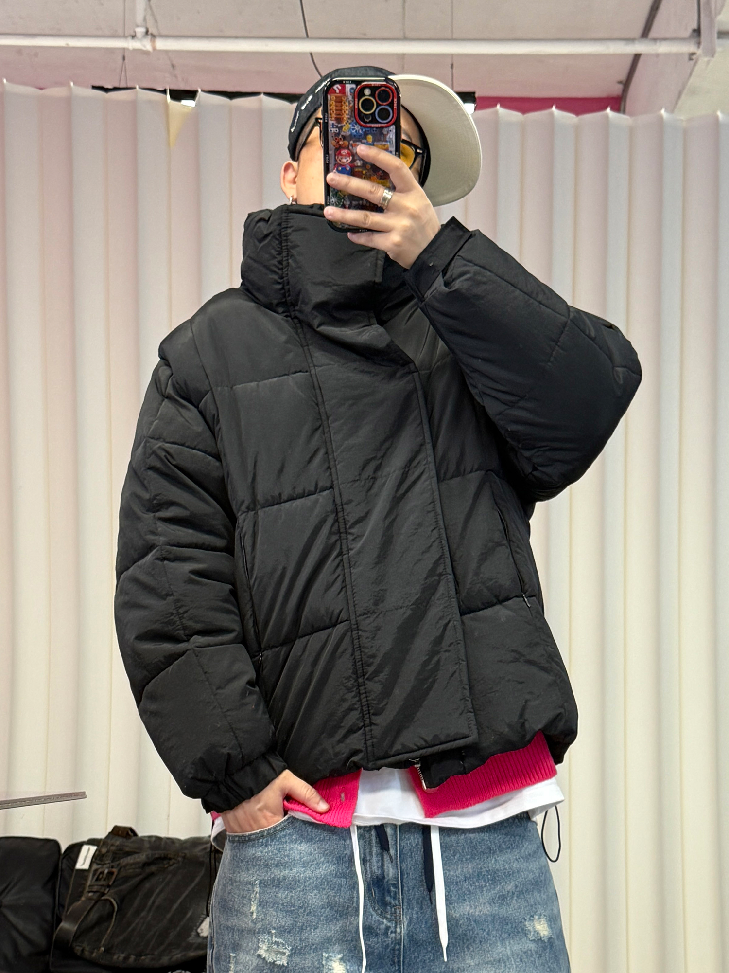 ME DA IGUAL Detachable Sleeve Stand-Collar Quilted Jacket