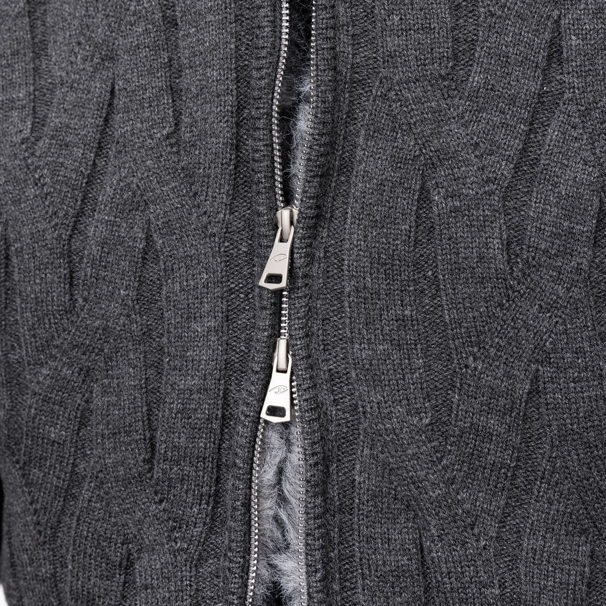 CATSSTAC Wave-Knit Stand-Collar Zip-Up Sweater