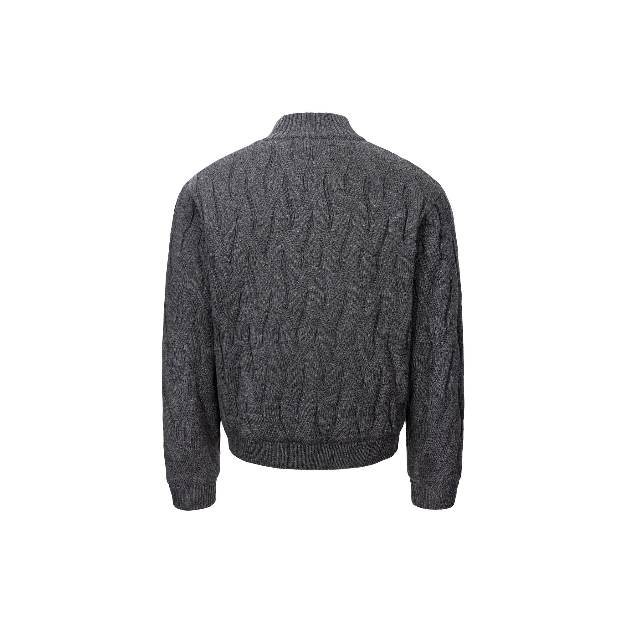 CATSSTAC Wave-Knit Stand-Collar Zip-Up Sweater