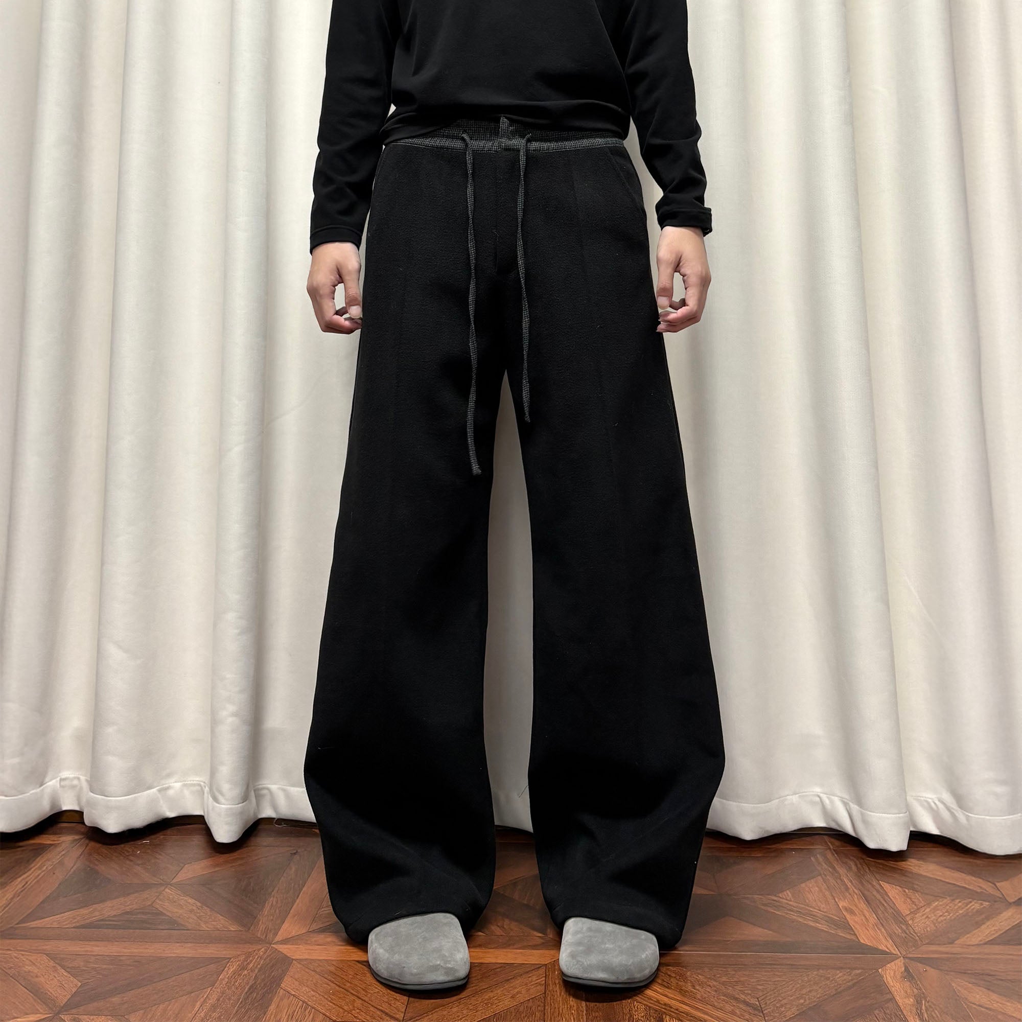 KREATE Contrast Drawstring Waist Wide-Leg Lounge Pants