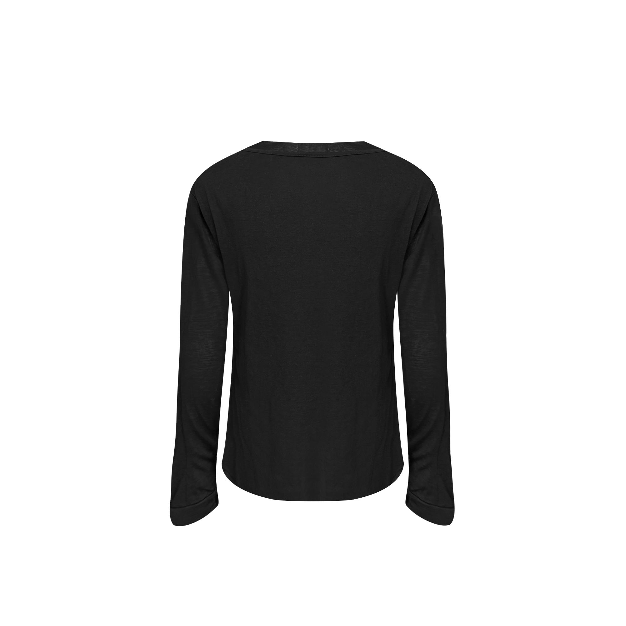 TH4SWE Layered-Collar Studded Henley Long-Sleeve Tee