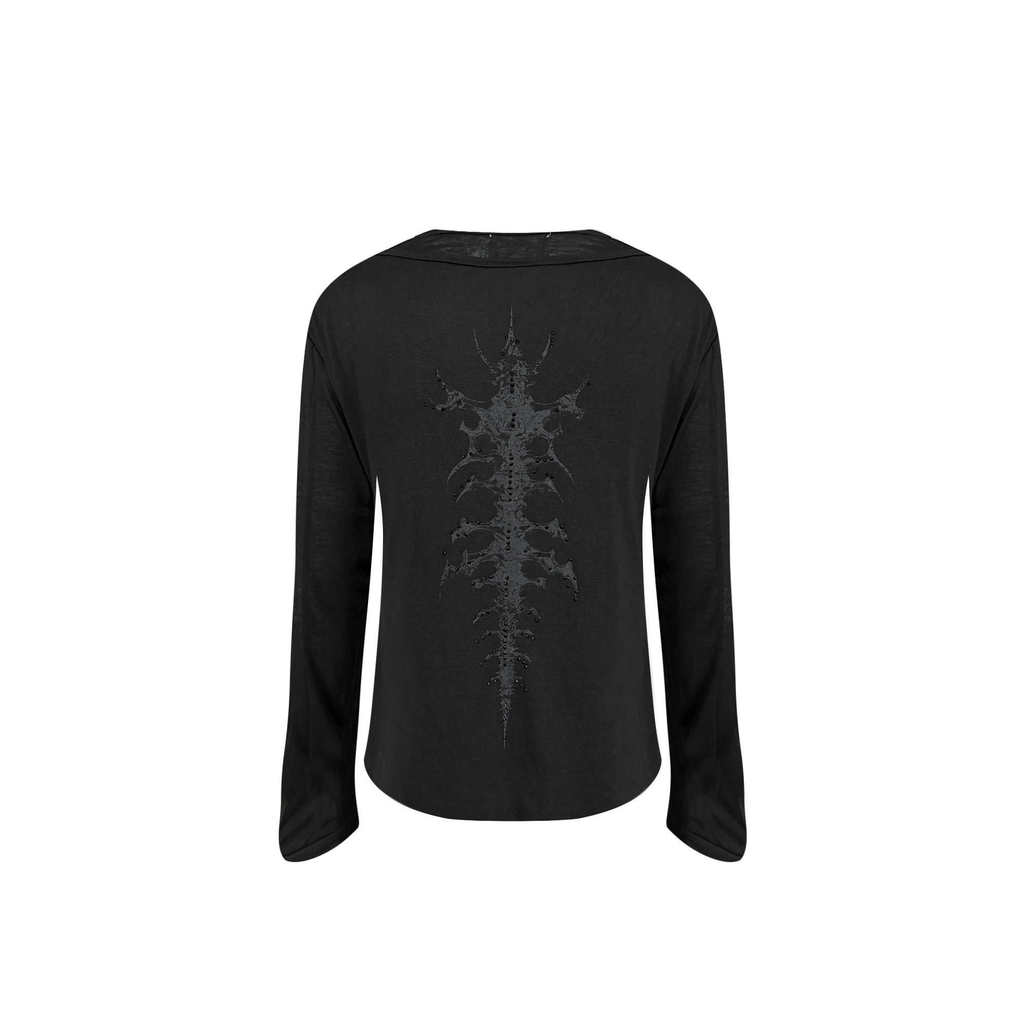 TH4SWE Layered Diamond Spine Graphic Henley Long-Sleeve Tee