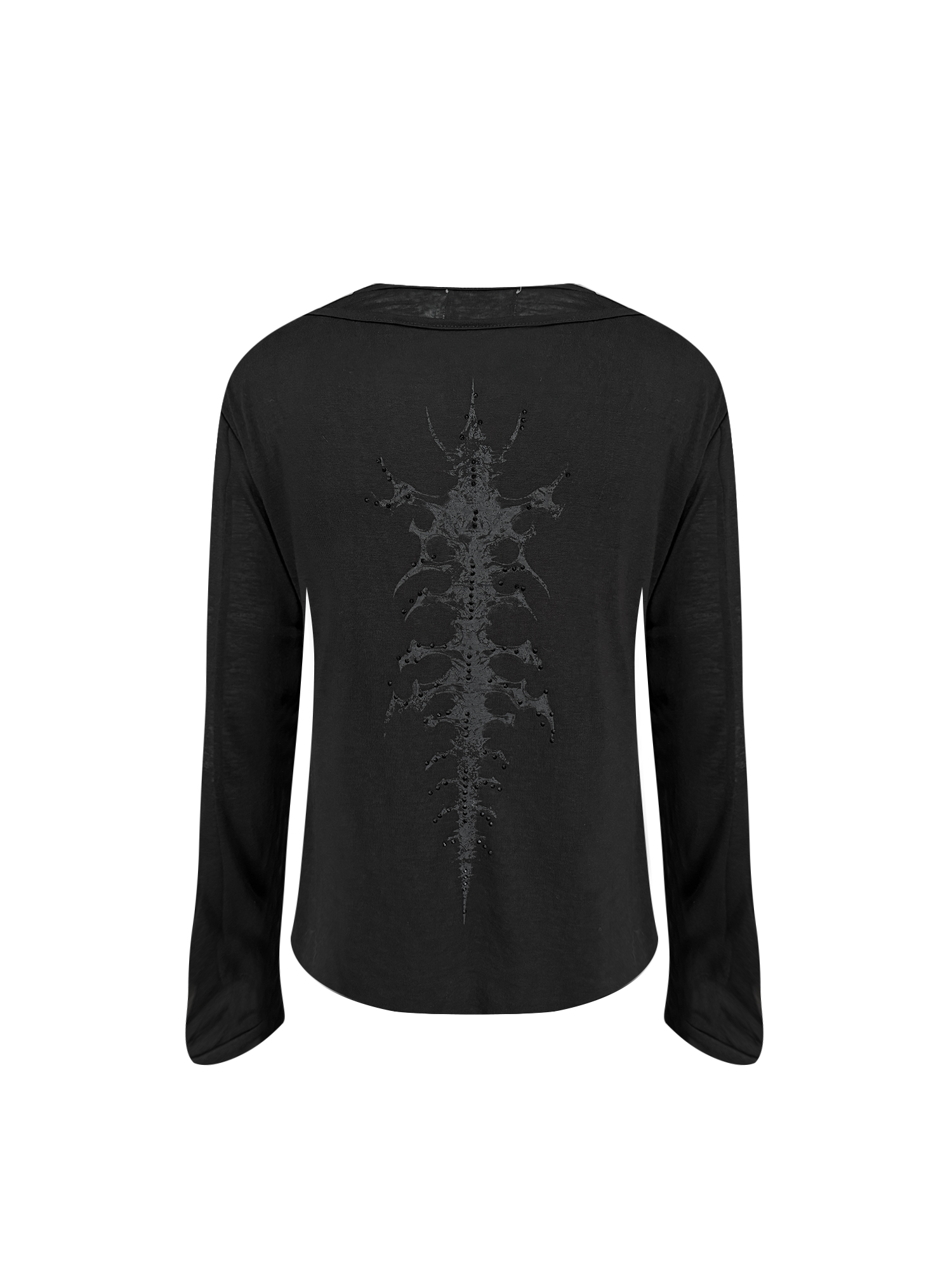 TH4SWE Layered Diamond Spine Graphic Henley Long-Sleeve Tee