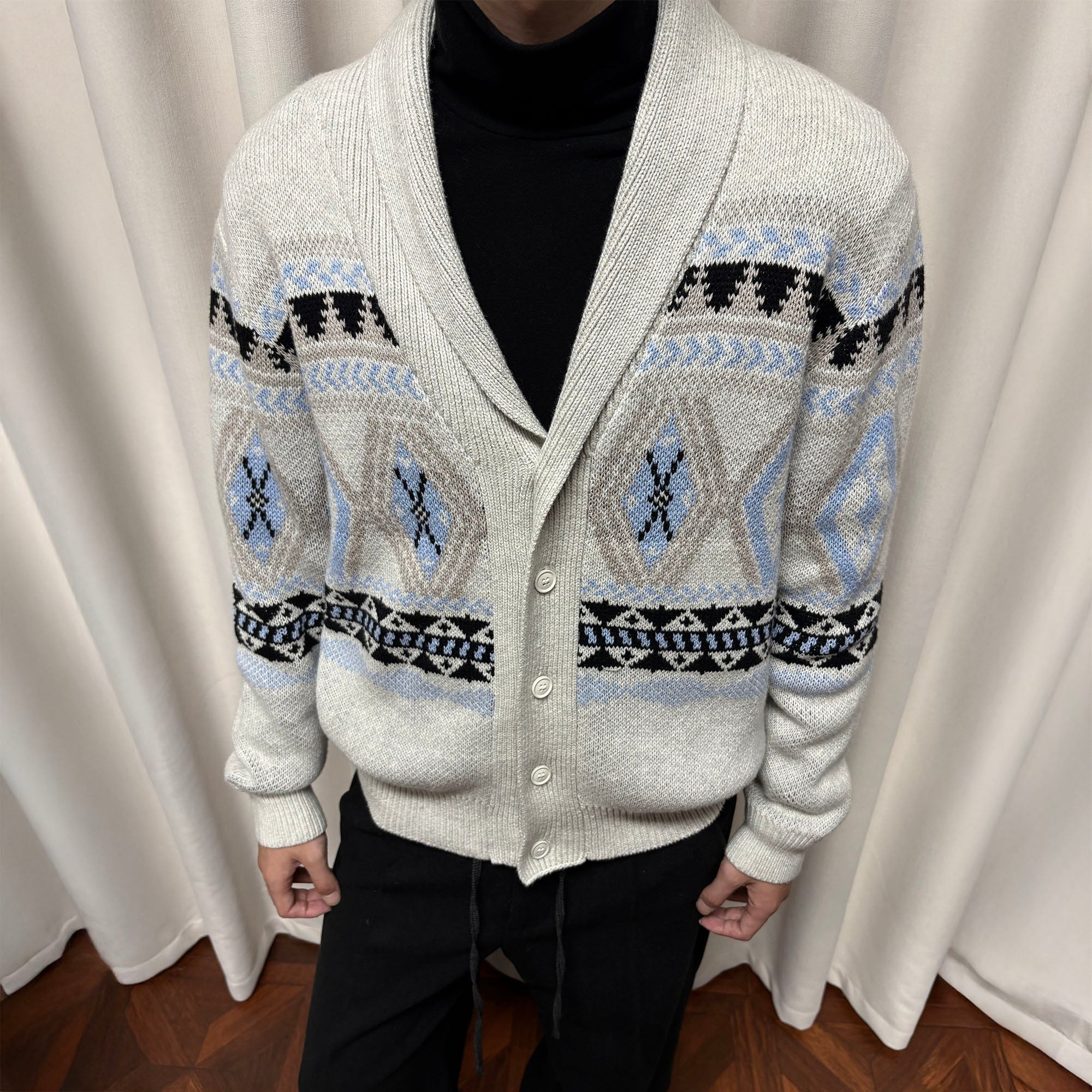 KREATE Fair Isle Shawl Collar Cardigan