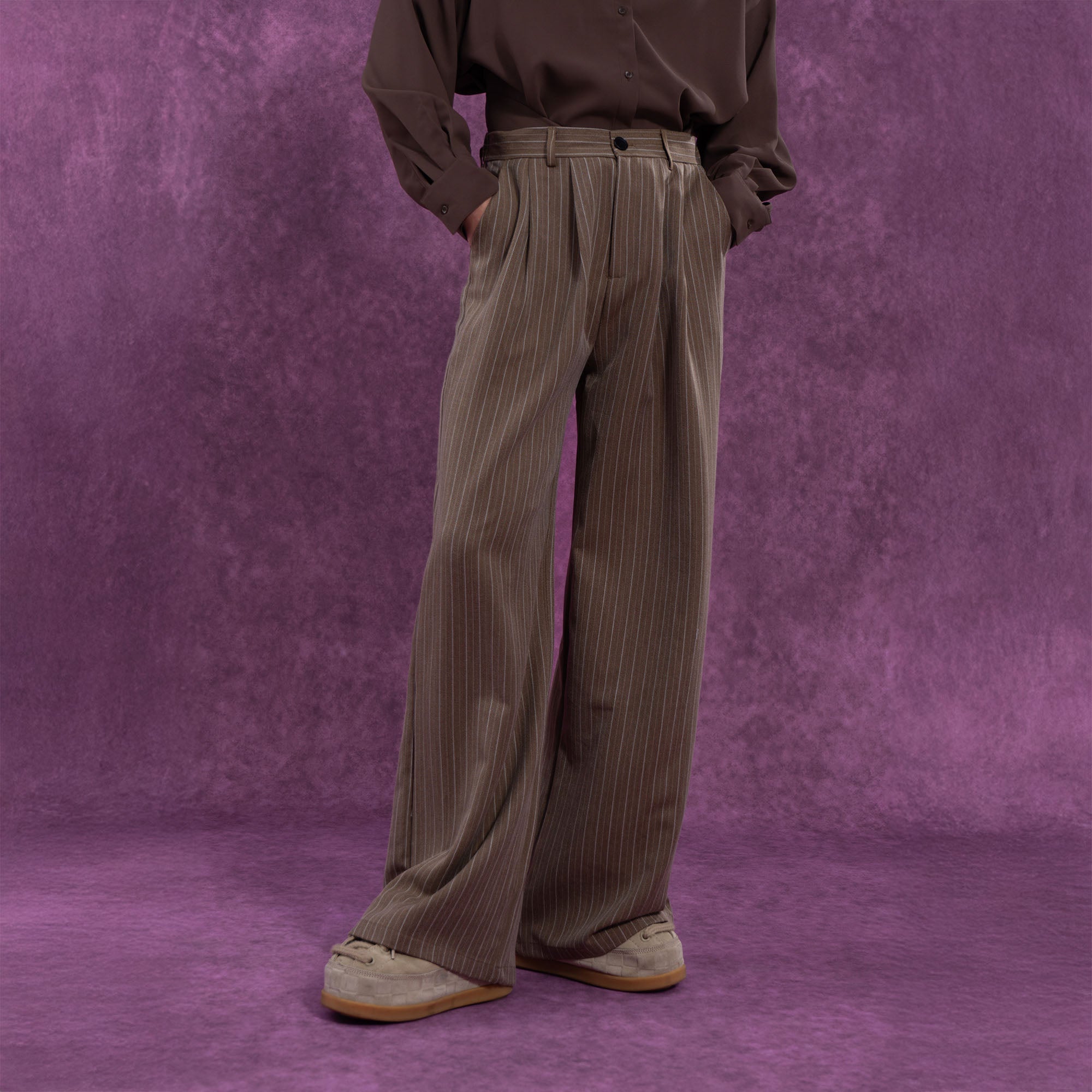 CLP Modern Pinstriped Straight-Leg Pants