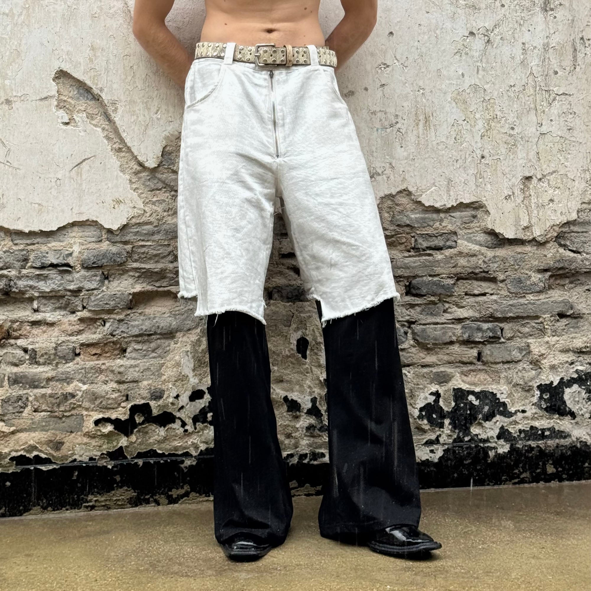 LUUUCAM Raw-Edge Double-Layer Mock Shorts Pants, premium urban and streetwear designers apparel on PROJECTISR.com, LUUUCAM