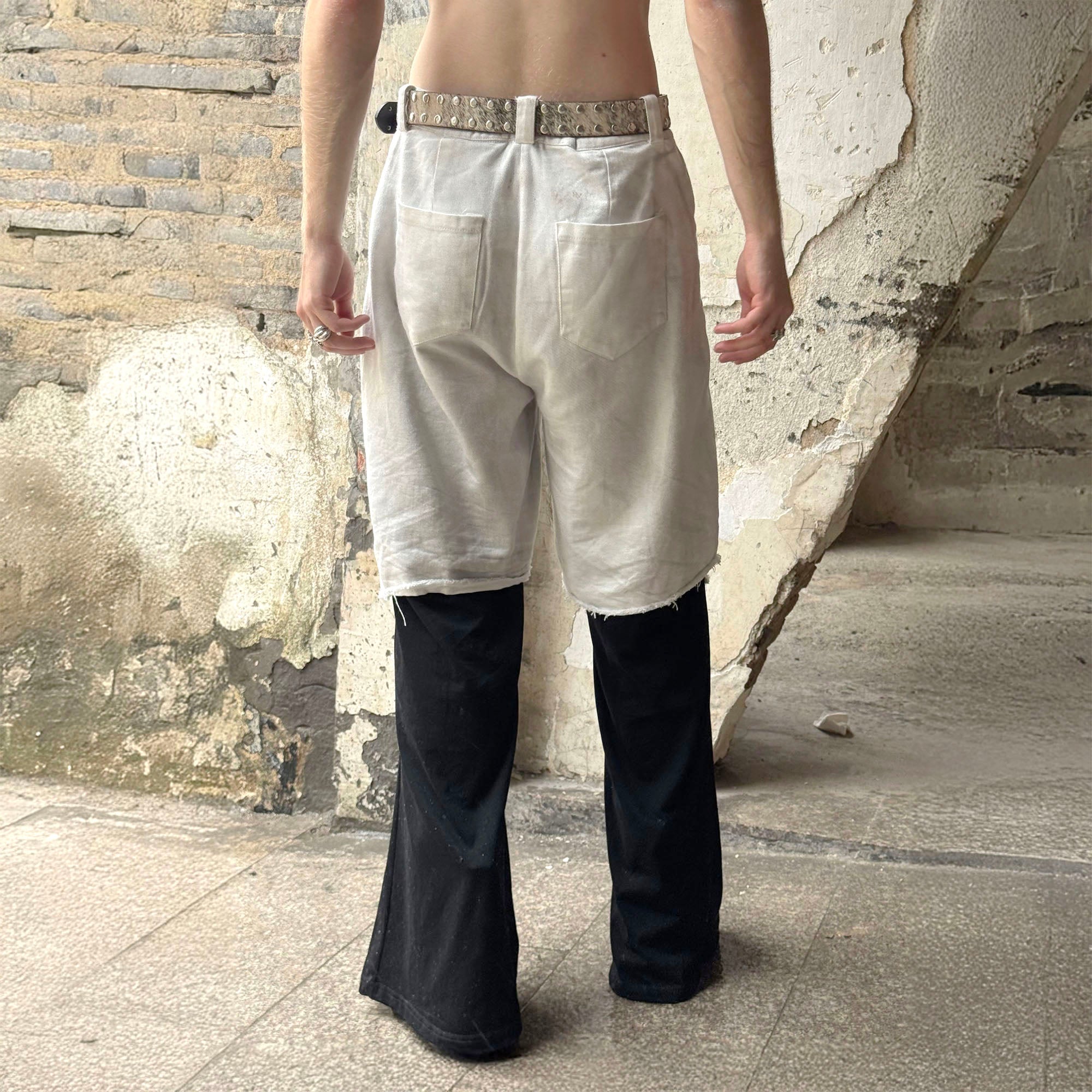LUUUCAM Raw-Edge Double-Layer Mock Shorts Pants, premium urban and streetwear designers apparel on PROJECTISR.com, LUUUCAM