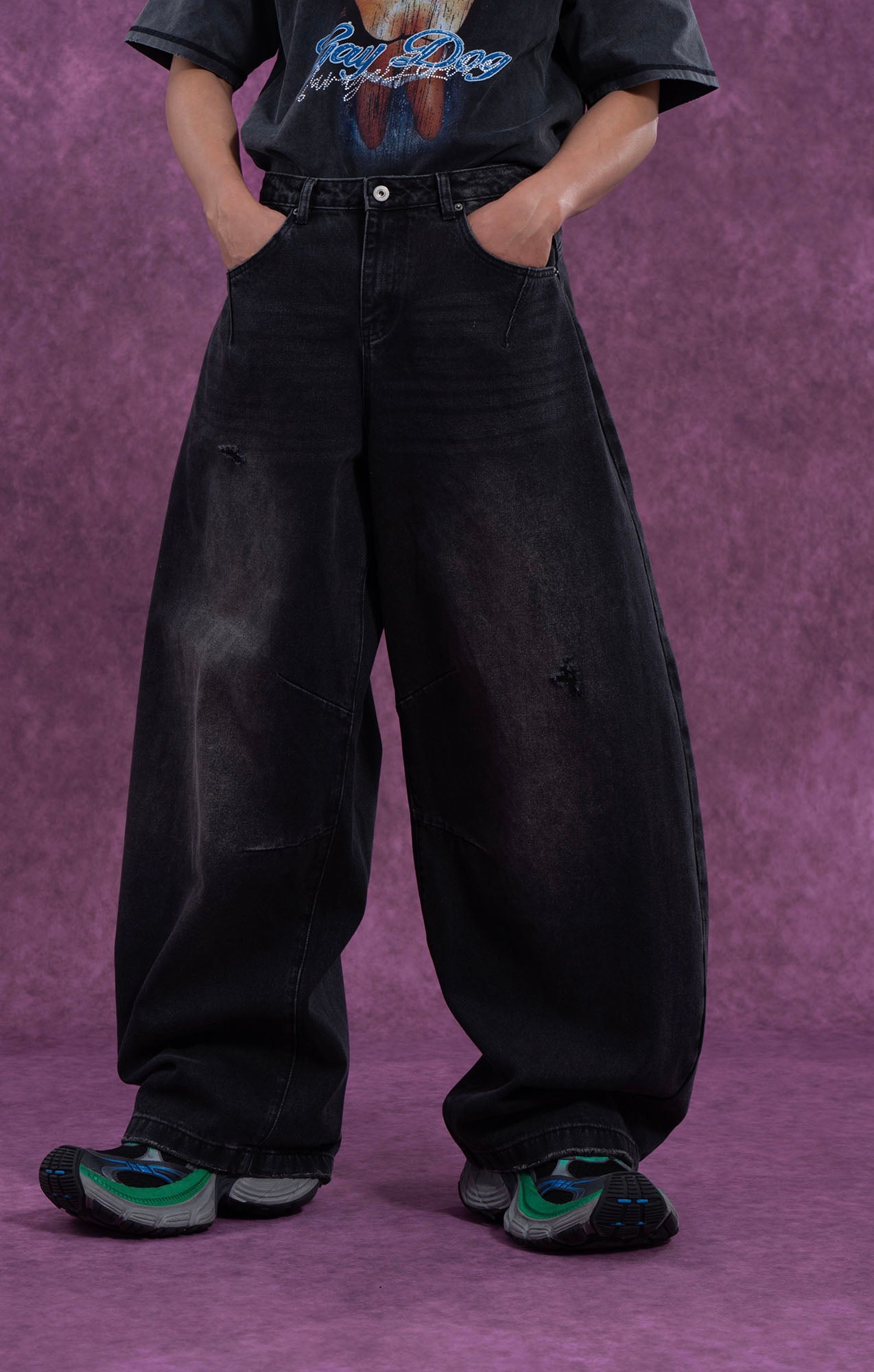 CLP Washed Balloon-Leg Jeans