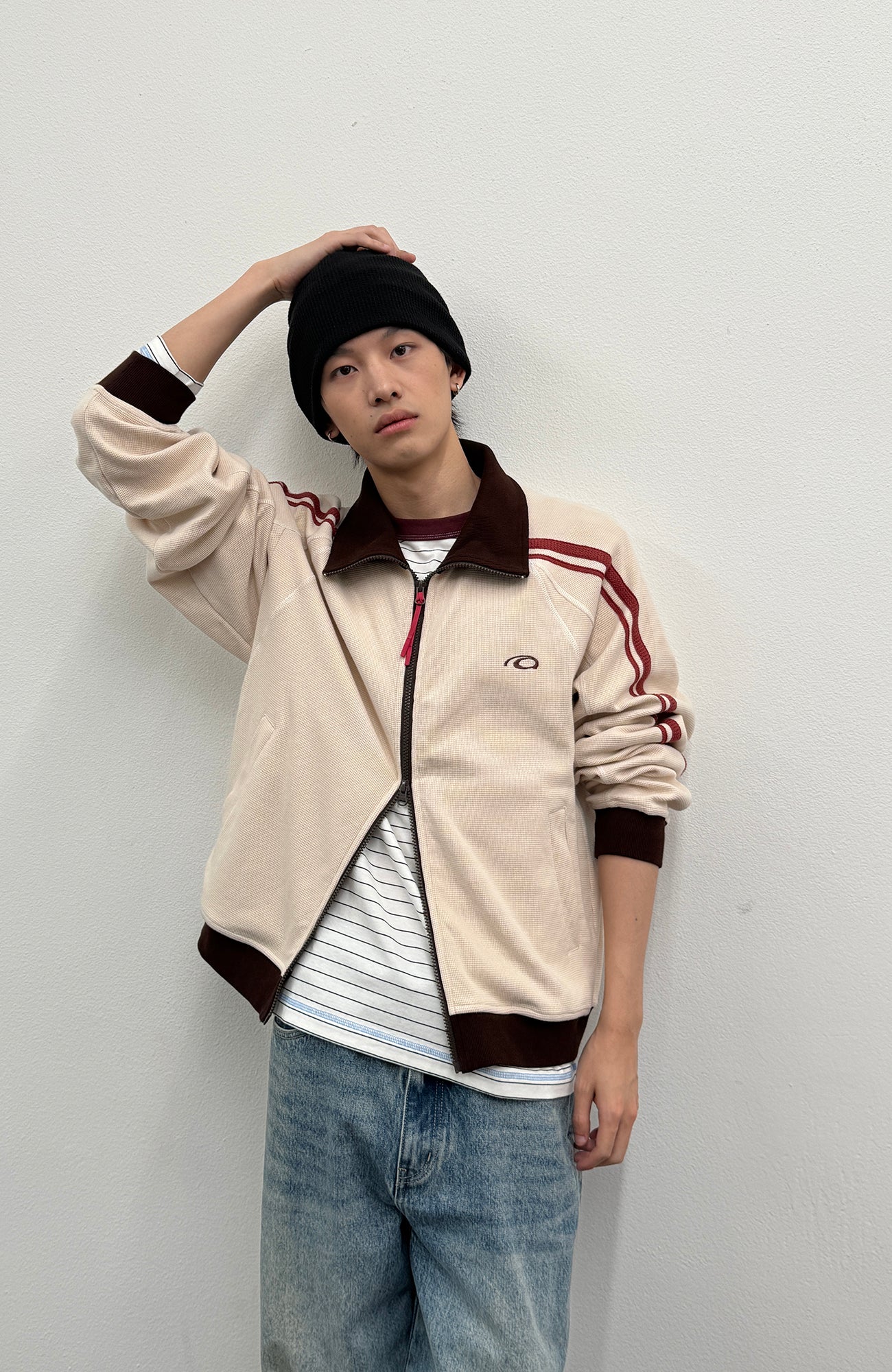 ROARINGWILD A ARCH Retro Stripe Raglan Track Jacket