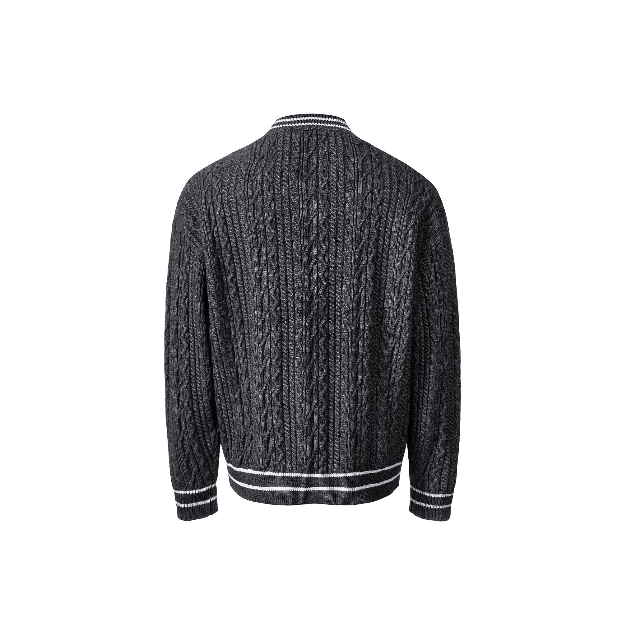 CATSSTAC Varsity V-Neck Cable-Knit Sweater, premium urban and streetwear designers apparel on PROJECTISR.com, CATSSTAC