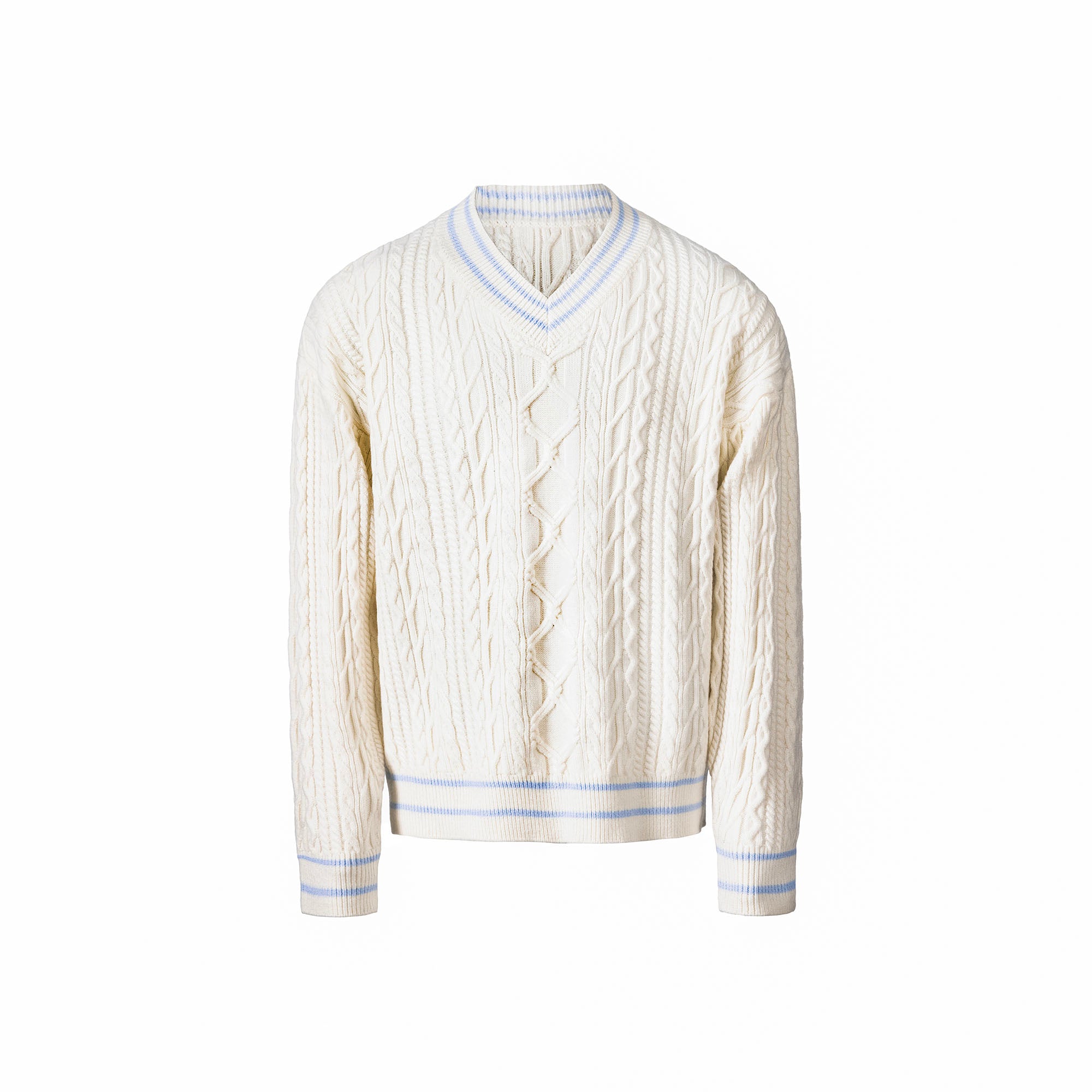CATSSTAC Varsity V-Neck Cable-Knit Sweater, premium urban and streetwear designers apparel on PROJECTISR.com, CATSSTAC