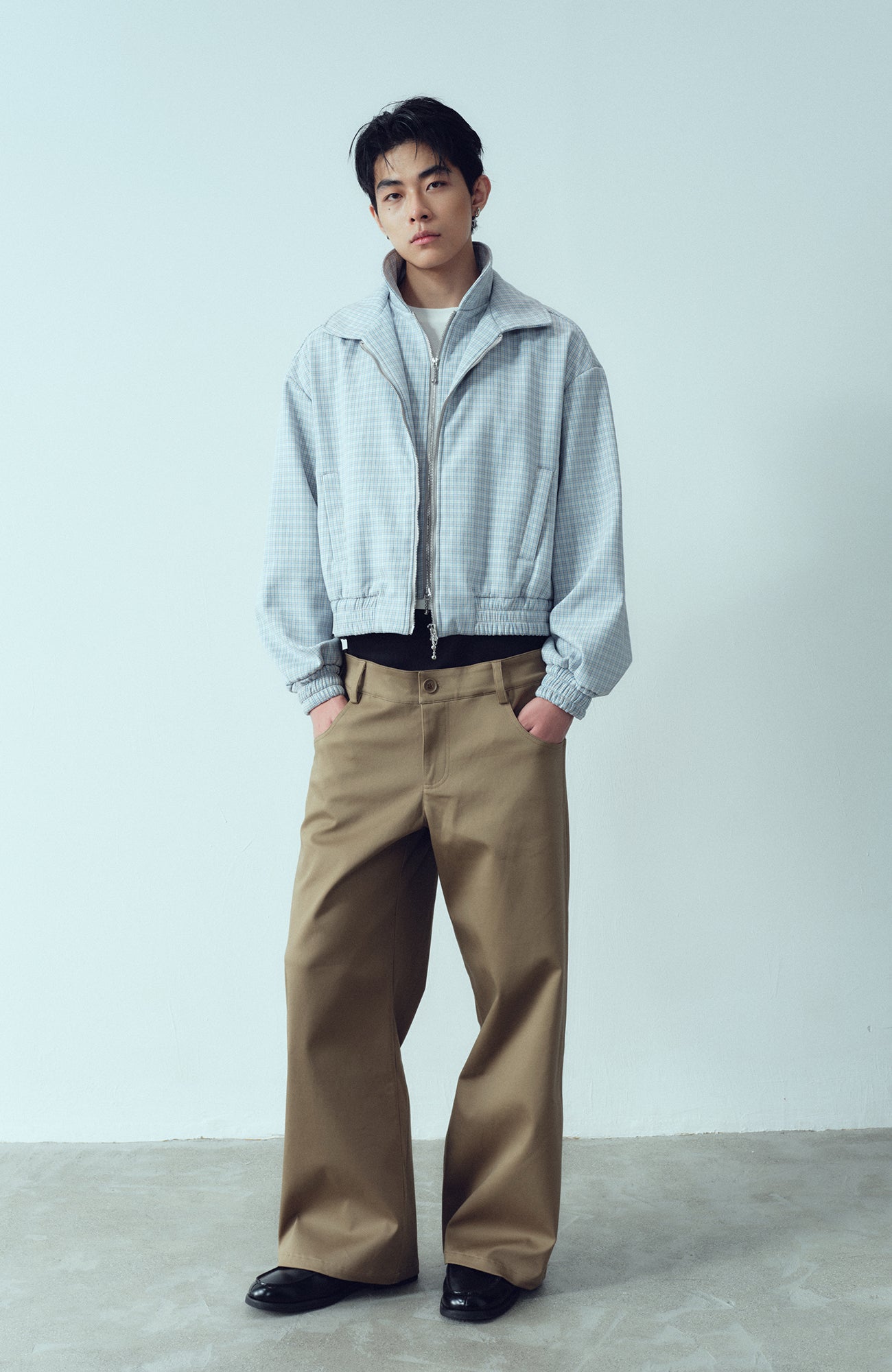 KADAKADA Double-Layer Collar Reversible Plaid Jacket