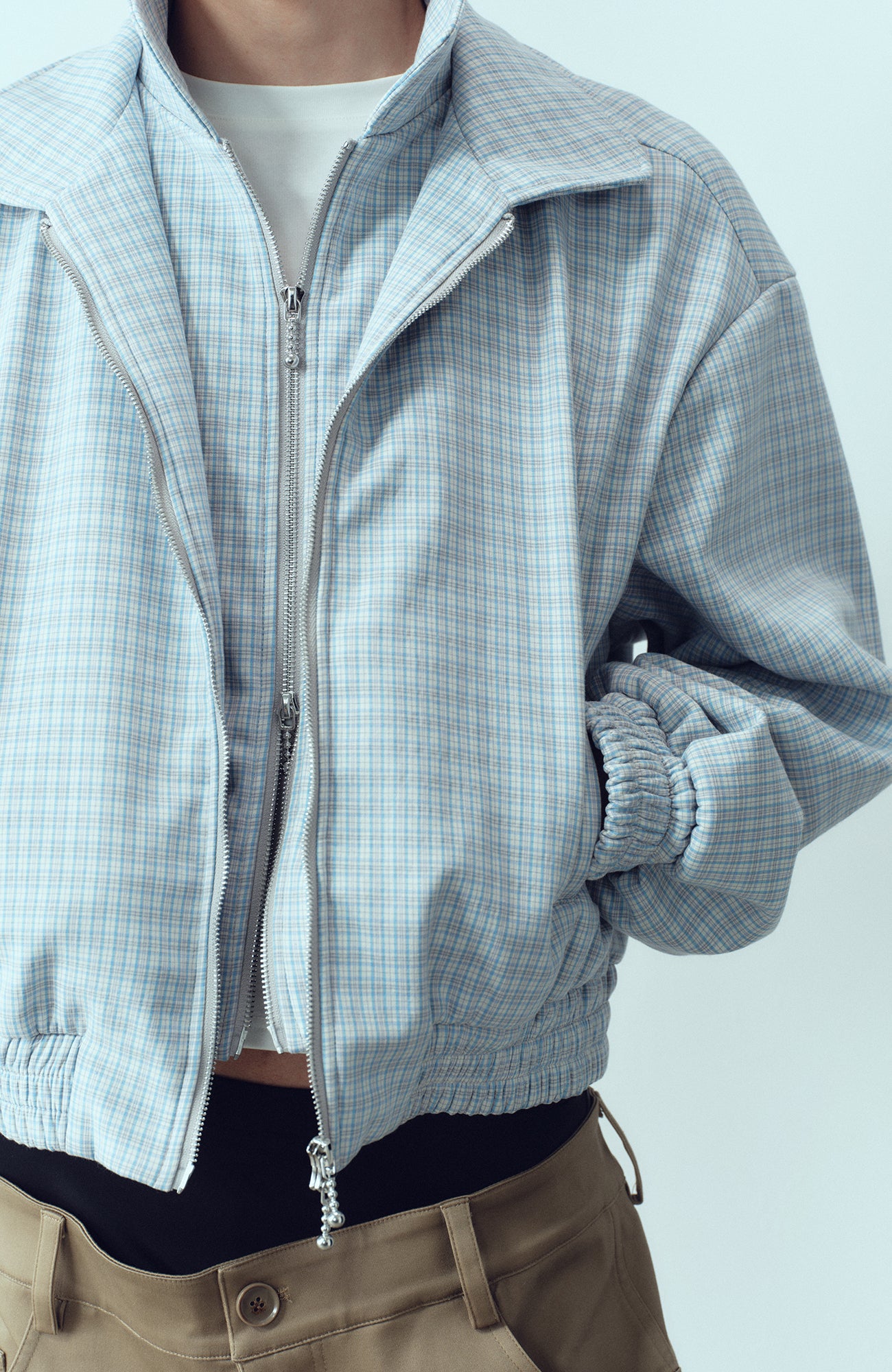 KADAKADA Double-Layer Collar Reversible Plaid Jacket