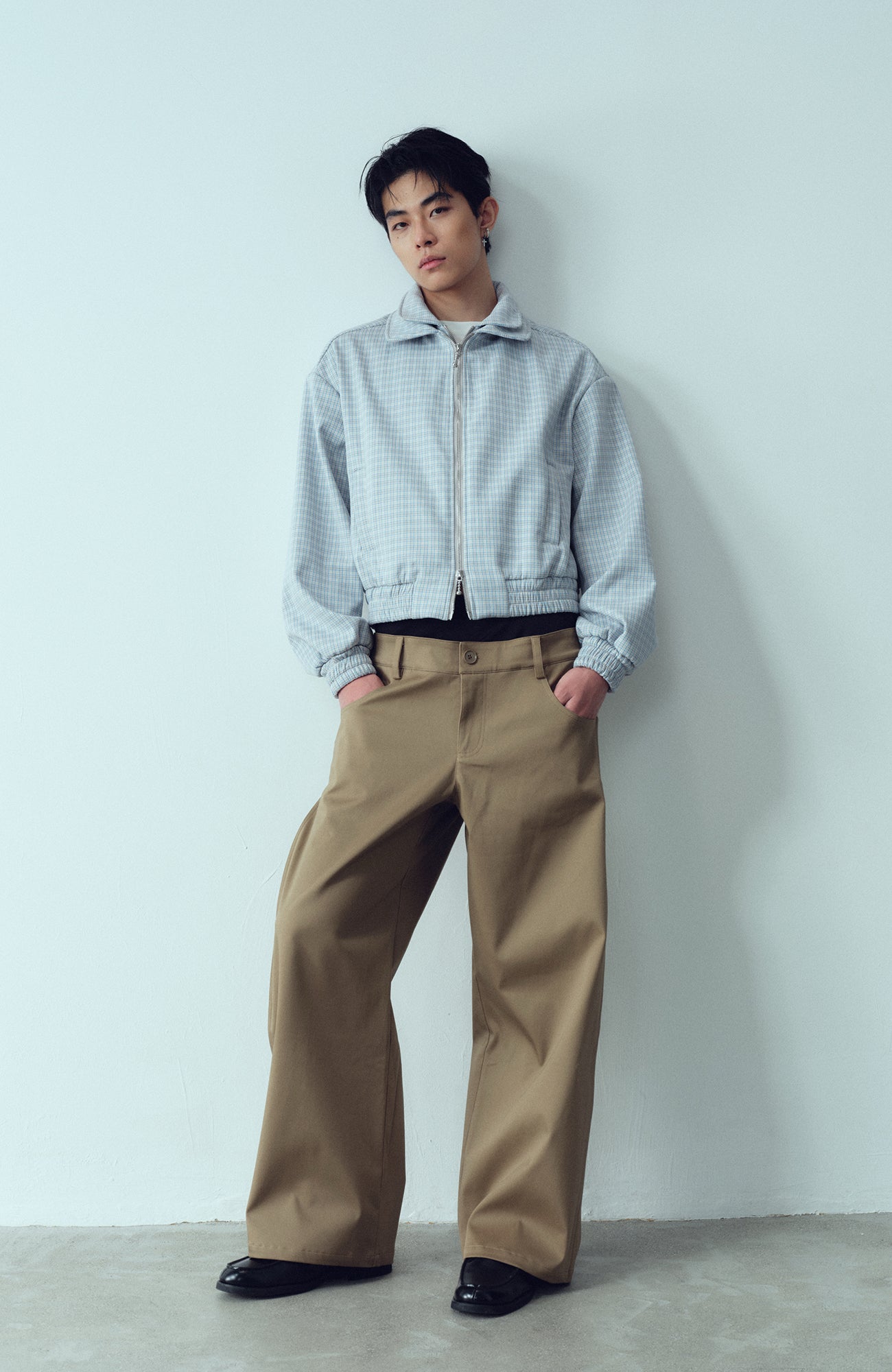 KADAKADA Double-Layer Collar Reversible Plaid Jacket