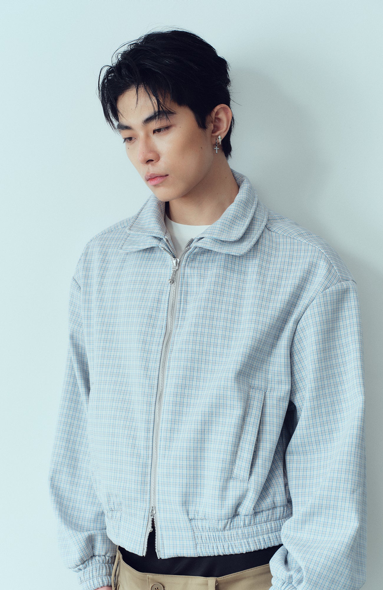 KADAKADA Double-Layer Collar Reversible Plaid Jacket