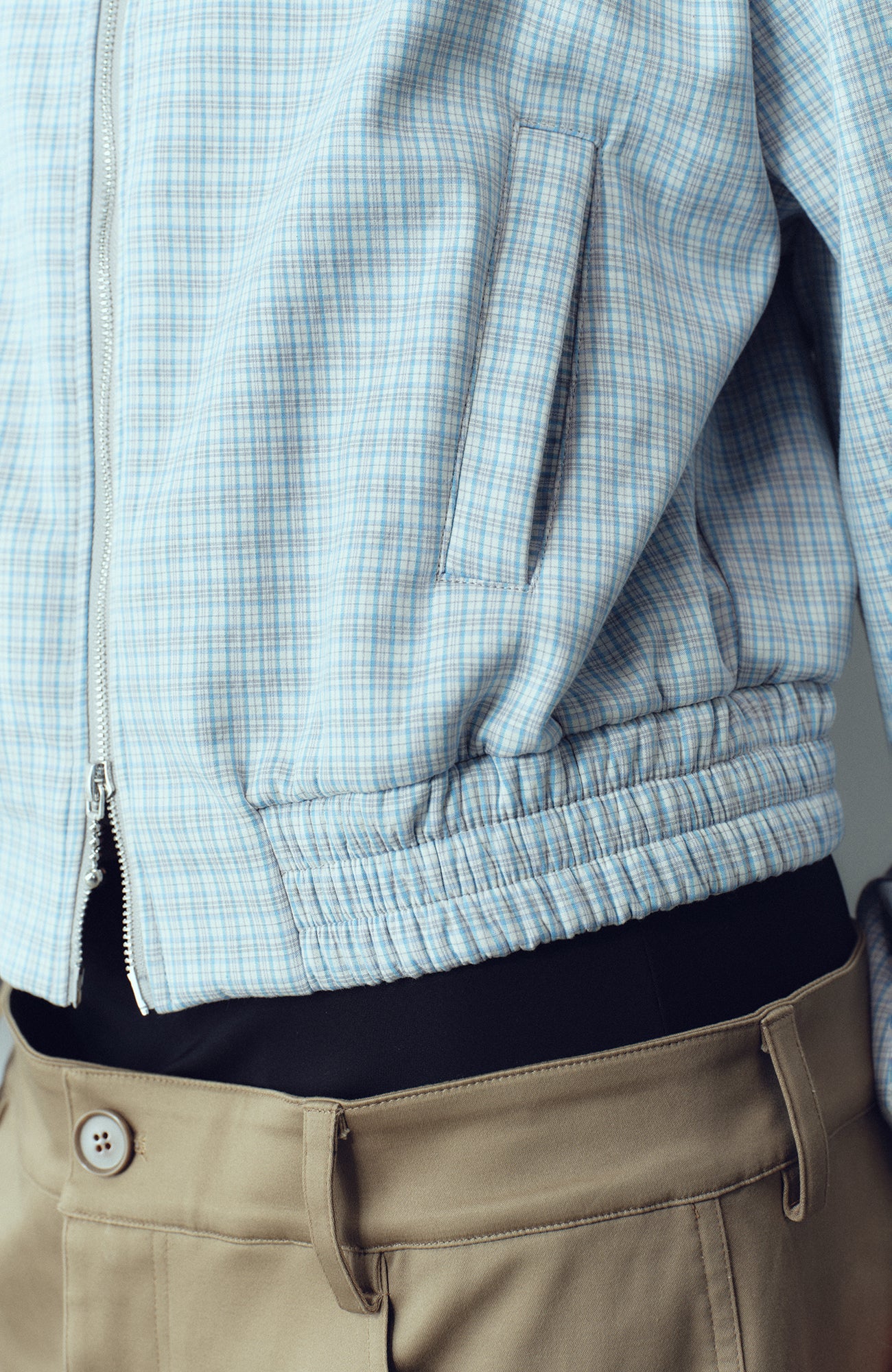 KADAKADA Double-Layer Collar Reversible Plaid Jacket