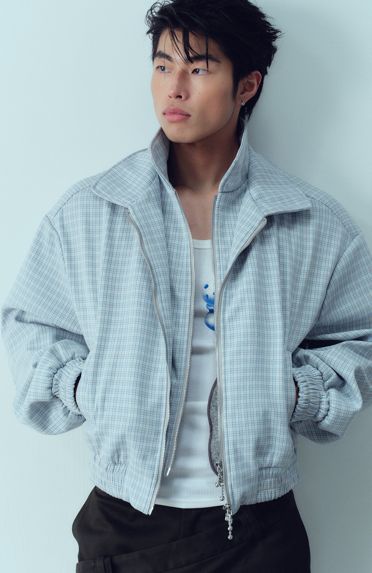 KADAKADA Double-Layer Collar Reversible Plaid Jacket