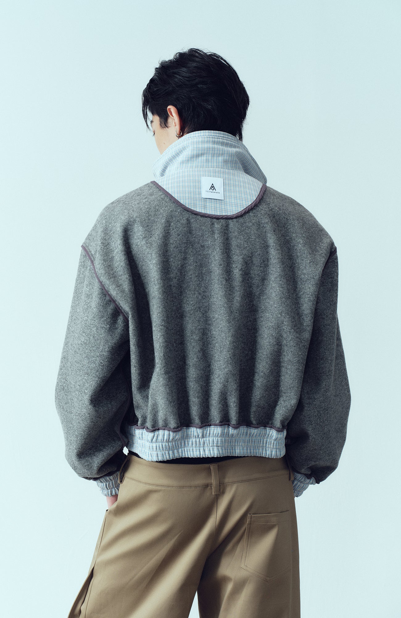 KADAKADA Double-Layer Collar Reversible Plaid Jacket