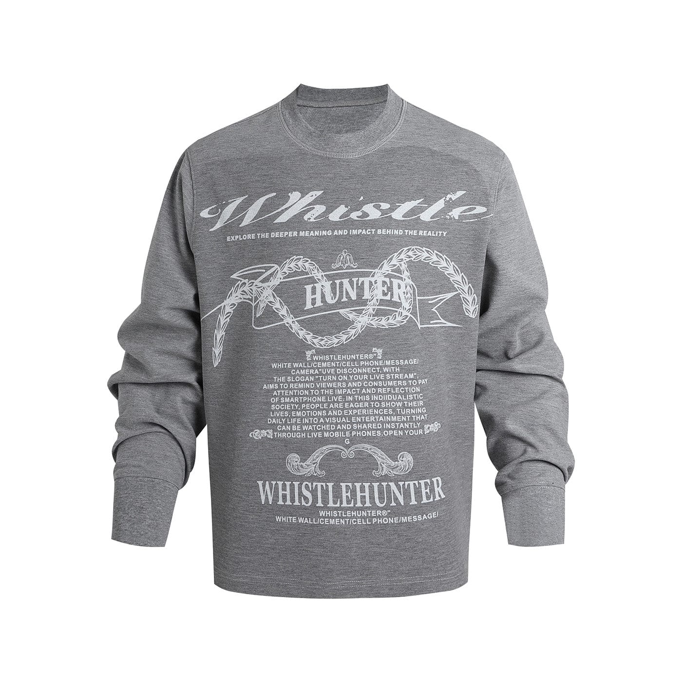 WHISTLEHUNTER Retro-Graphics Waffle Long Sleeve T-Shirt, premium urban and streetwear designers apparel on PROJECTISR.com, WHISTLEHUNTER