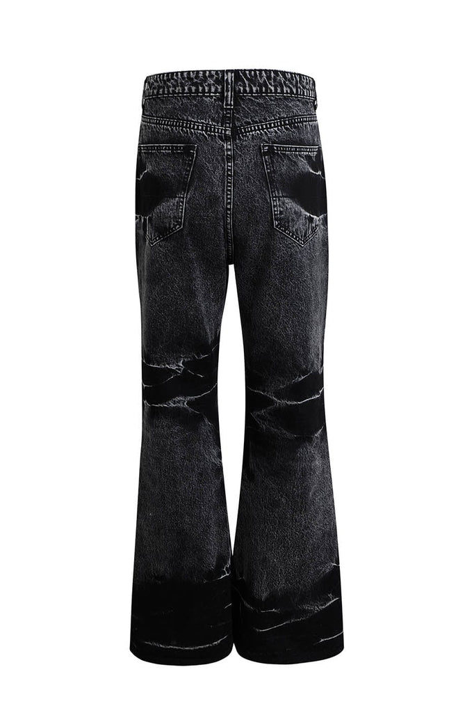 DND4DES Lightning Crease Washed Flared Jeans Black, premium urban and streetwear designers apparel on PROJECTISR.com, DND4DES