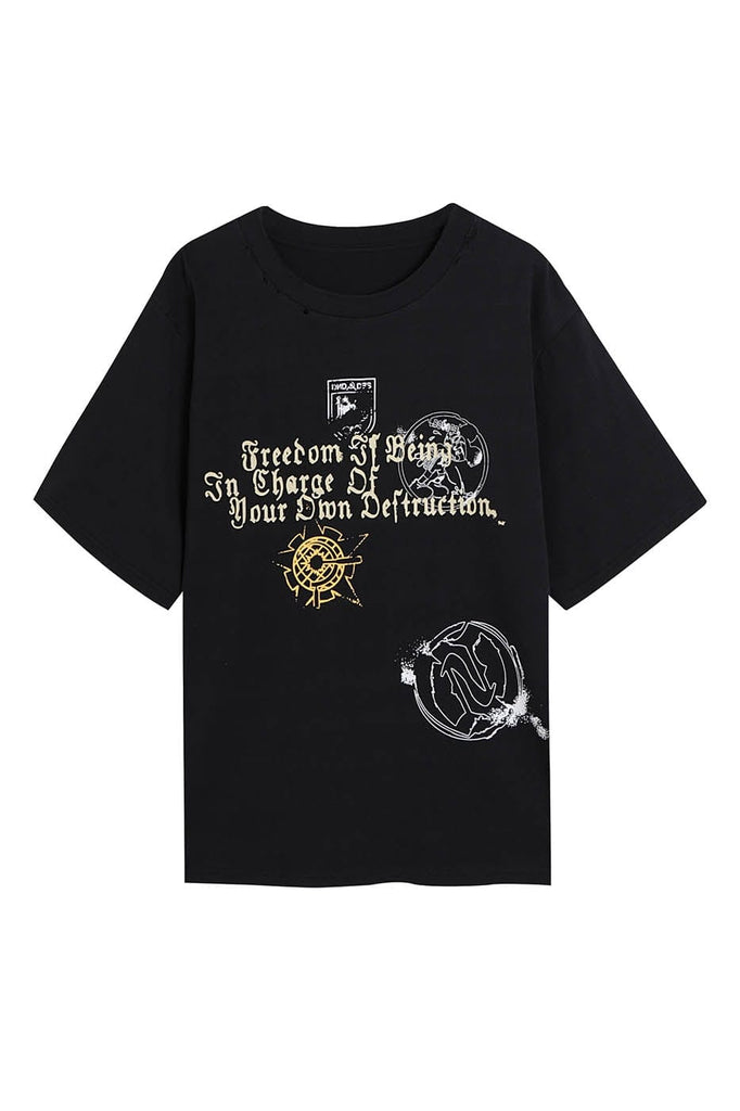 DND4DES Gothic Slogan Washed T-Shirt, premium urban and streetwear designers apparel on PROJECTISR.com, DND4DES