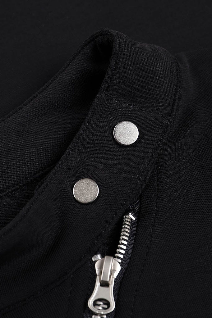 WHISTLEHUNTER Asymmetrical Zipper Buttoned Mock-Neck T-Shirt, premium urban and streetwear designers apparel on PROJECTISR.com, WHISTLEHUNTER