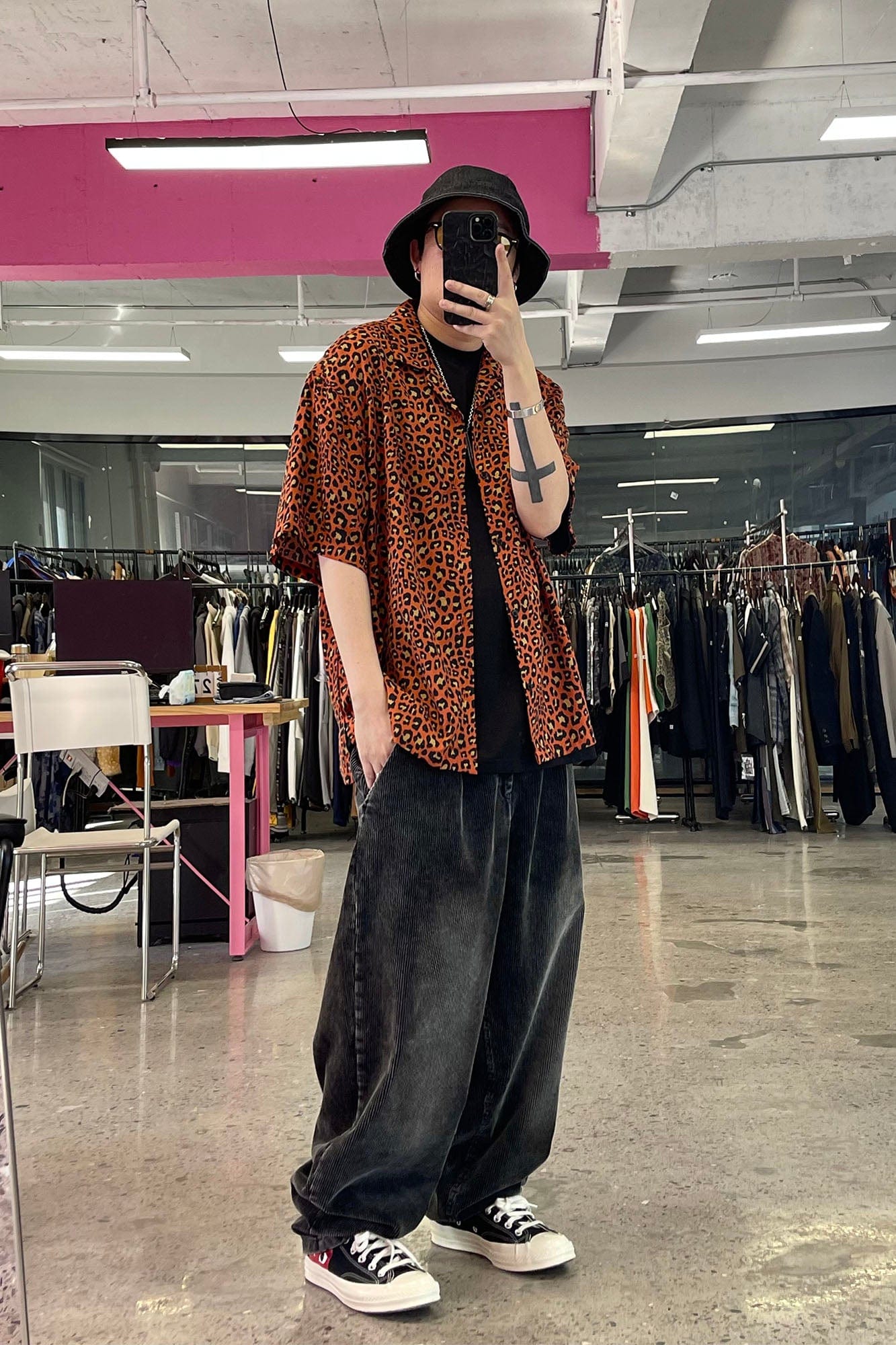 ME DA IGUAL Retro Leopard Full-Print Cuban Half Shirt, premium urban and streetwear designers apparel on PROJECTISR.com, ME DA IGUAL