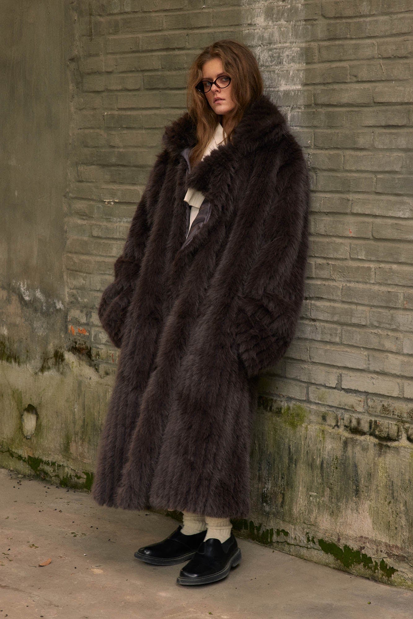 KADAKADA Plush Faux Fur Long Coat