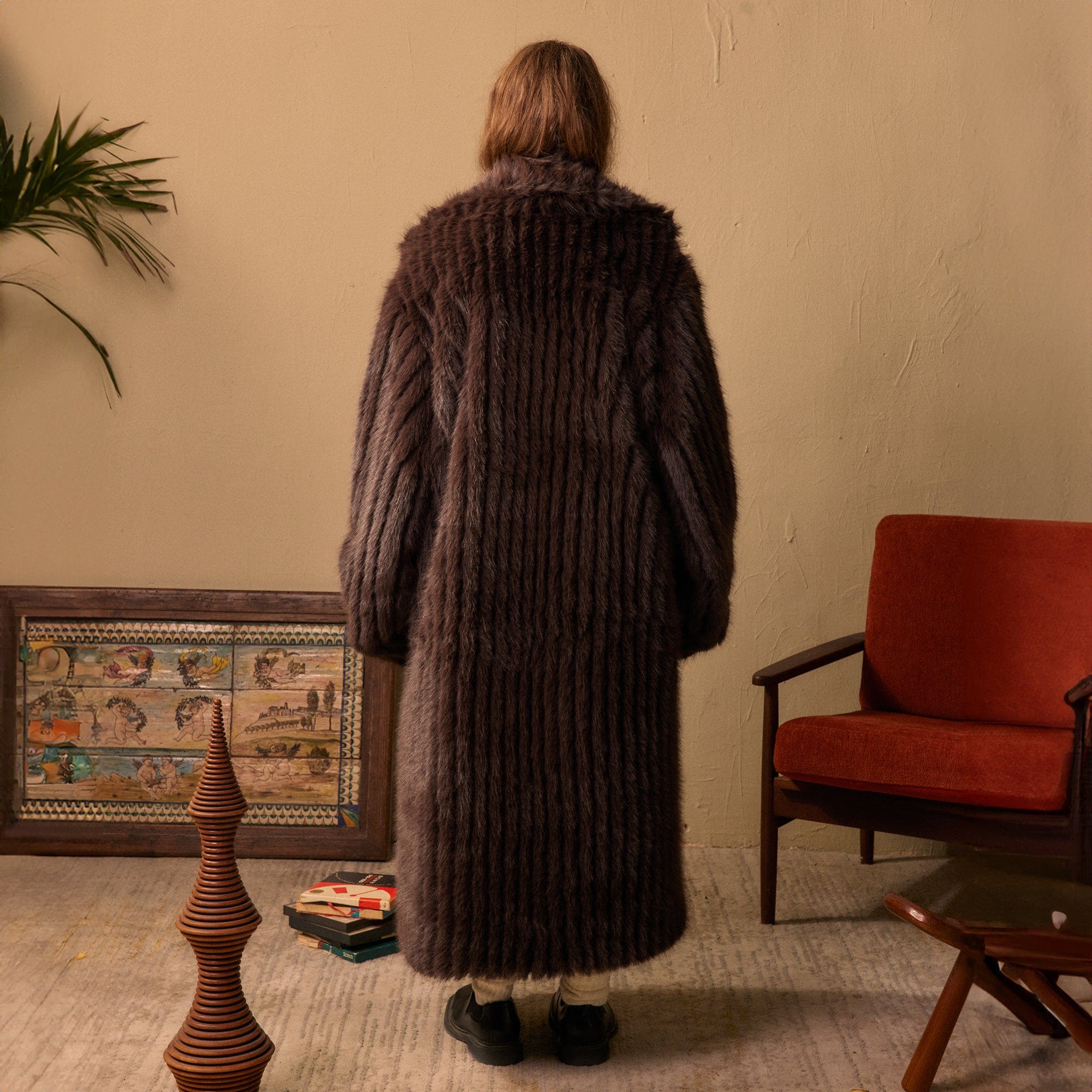 KADAKADA Plush Faux Fur Long Coat