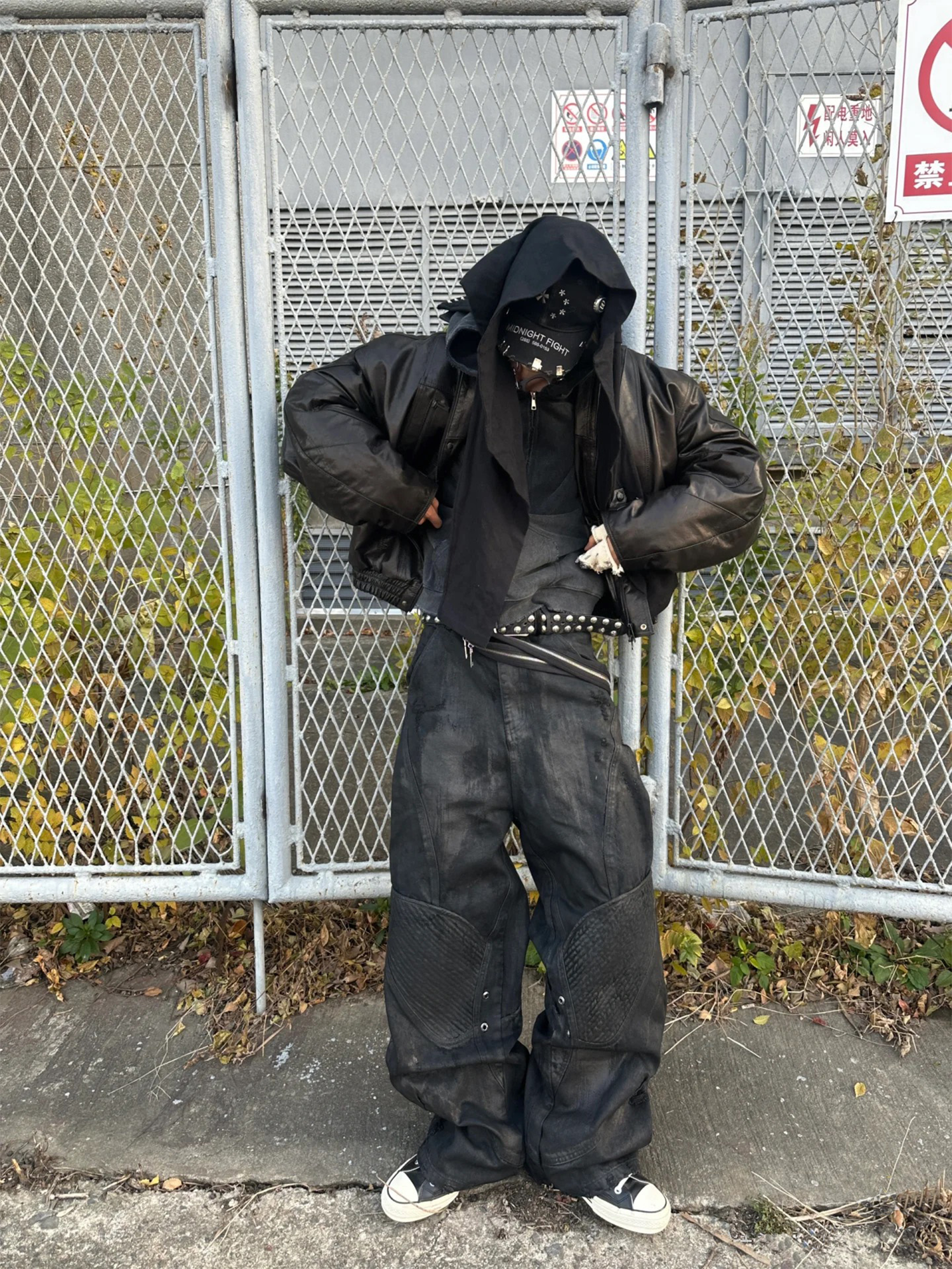 TH4SWE x GOJOYJINNI Washed Waxed Armor Moto Jeans