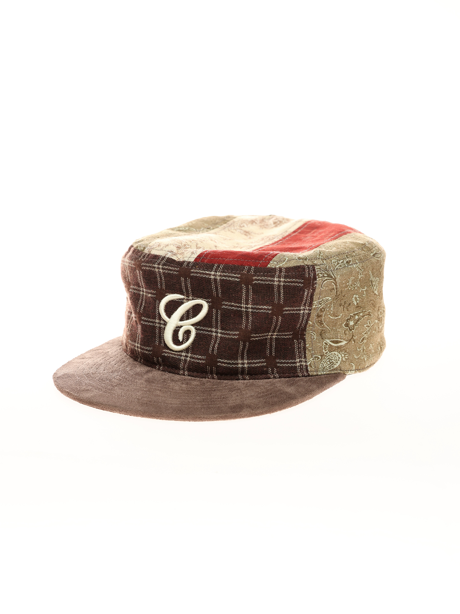 6CRAYON Retro Patchwork Embroidered Flat-Brim Baseball Cap