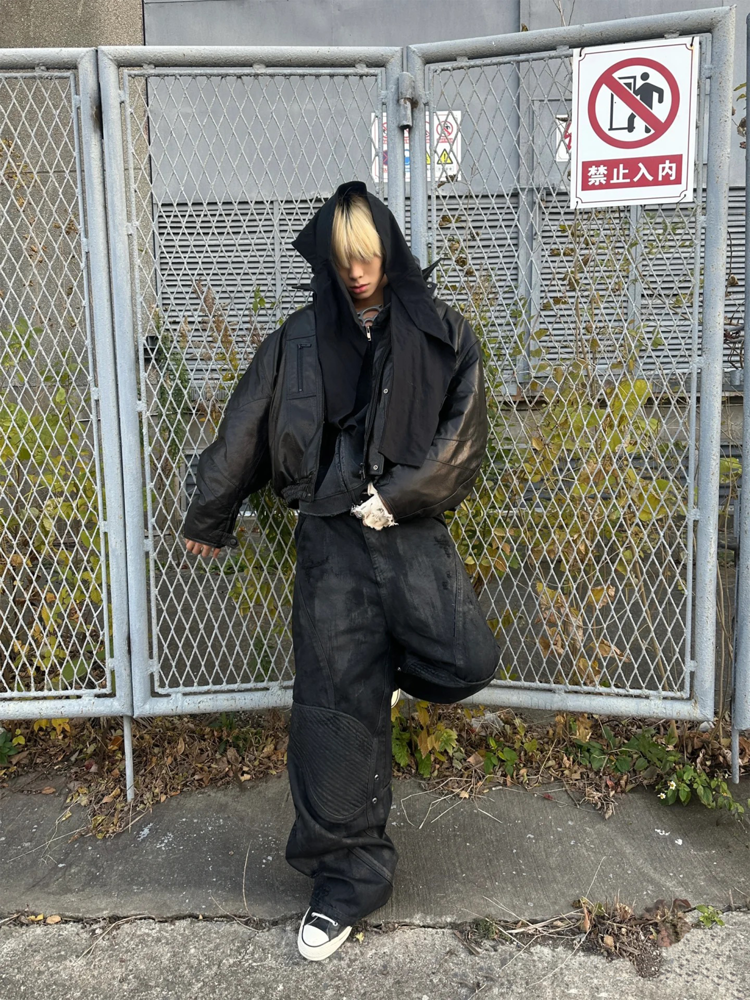TH4SWE x GOJOYJINNI Washed Waxed Armor Moto Jeans