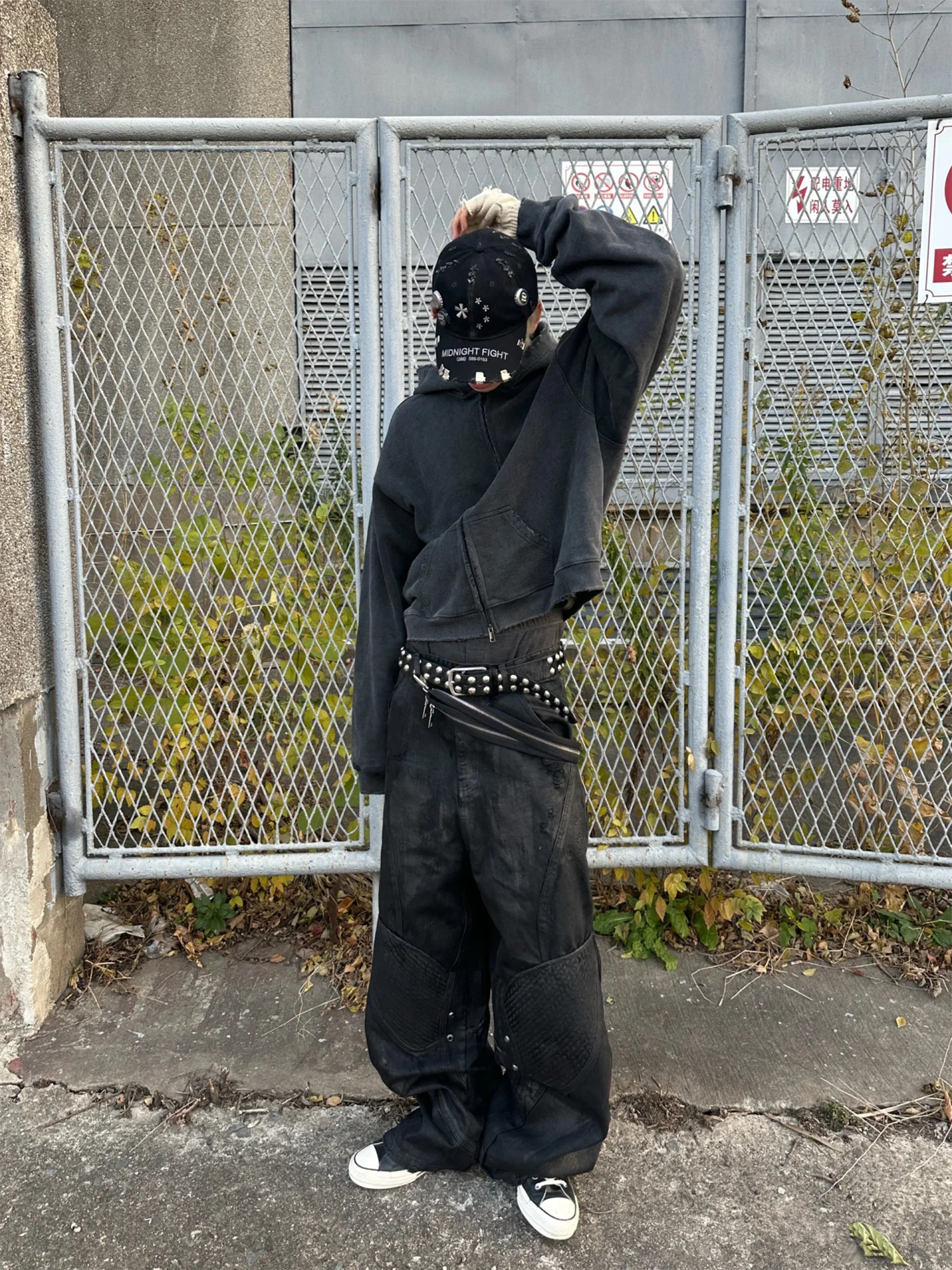 TH4SWE x GOJOYJINNI Washed Waxed Armor Moto Jeans